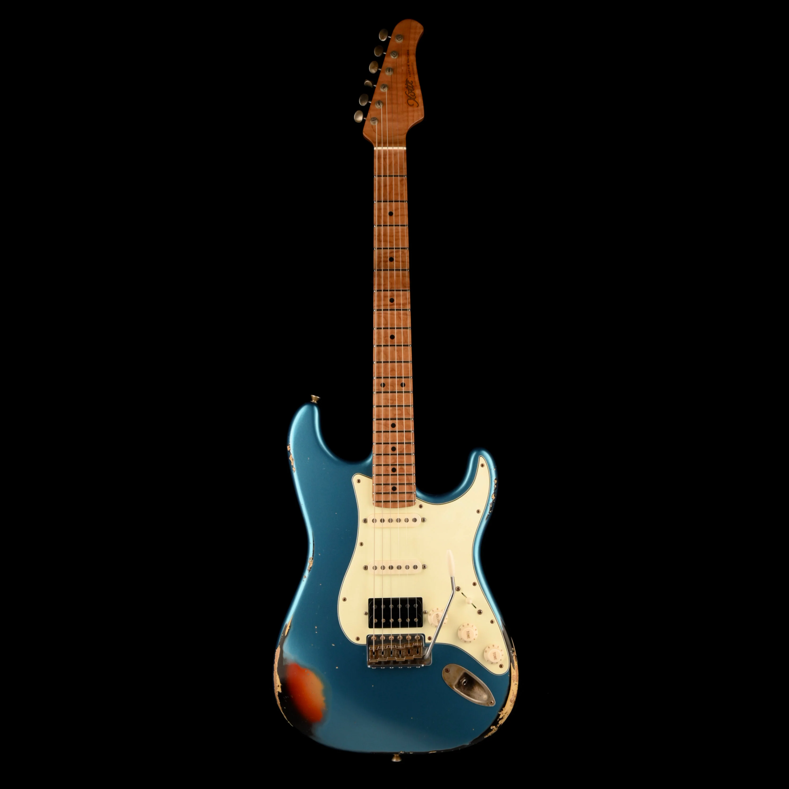 Pre Owned 2021 Xotic Guitars XSC-2 LPB Lake Placid Blue Over Sunburst Heavy Relic With Case - Image 2