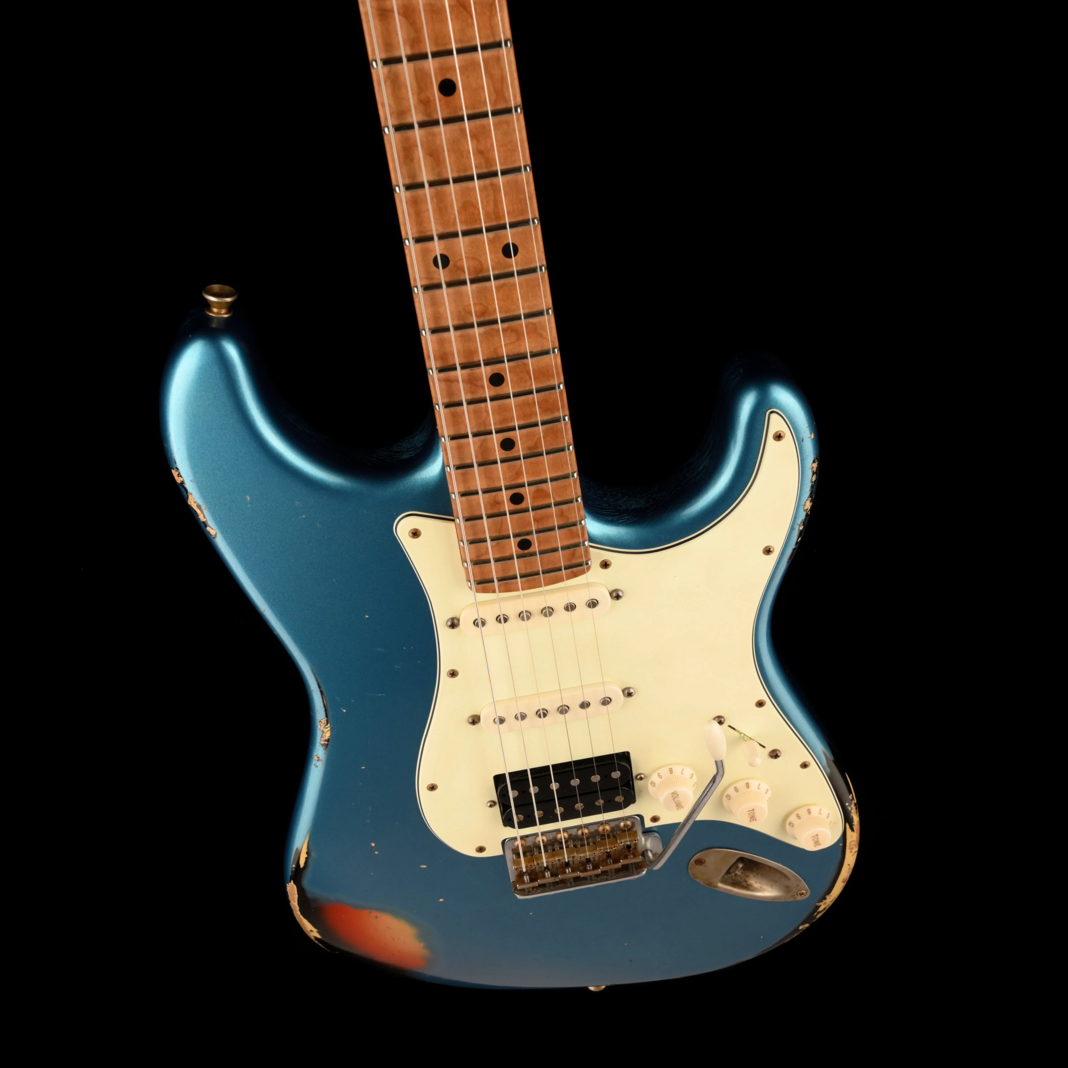 Pre Owned 2021 Xotic Guitars XSC-2 LPB Lake Placid Blue Over Sunburst Heavy Relic With Case - Image 3