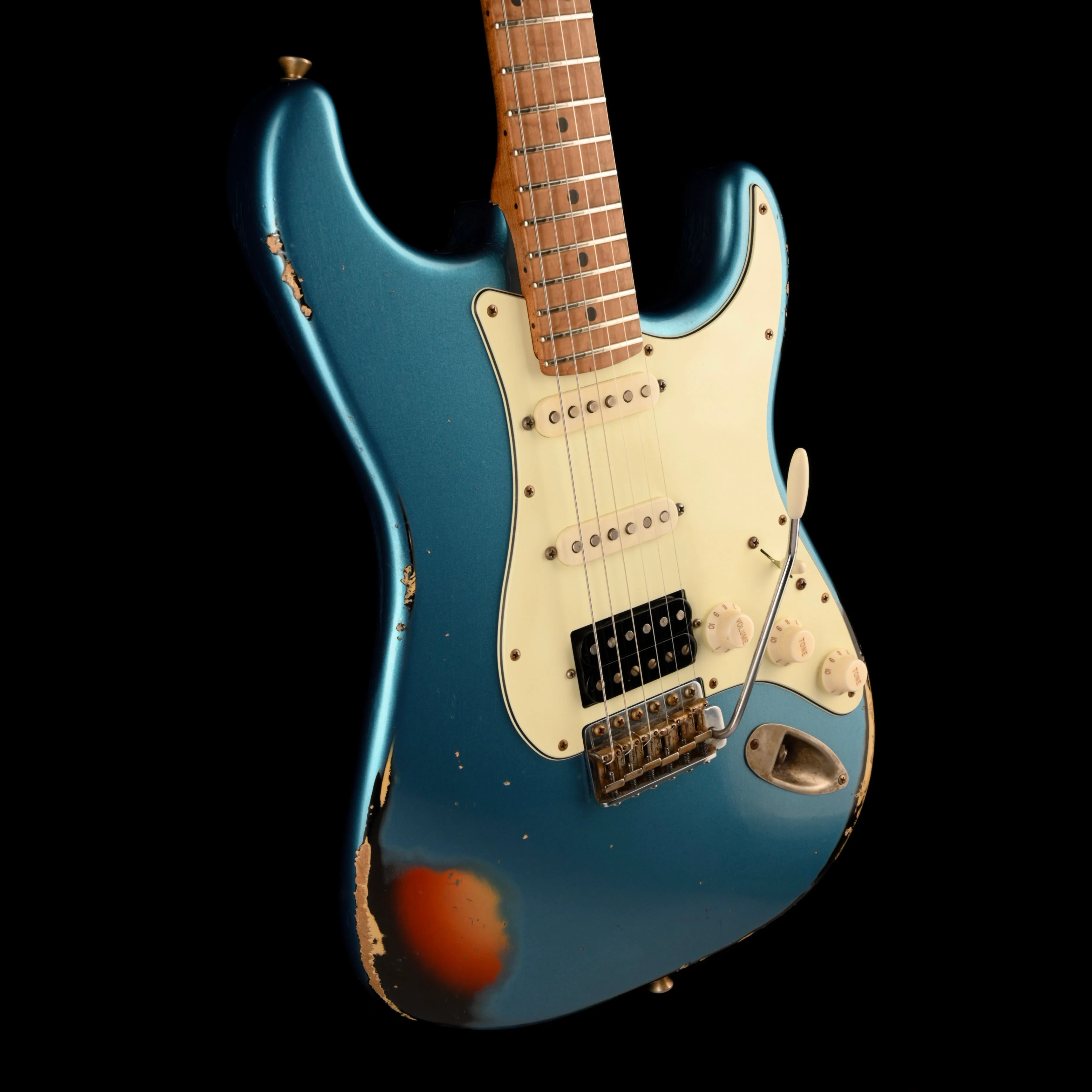 Pre Owned 2021 Xotic Guitars XSC-2 LPB Lake Placid Blue Over Sunburst Heavy Relic With Case - Image 6