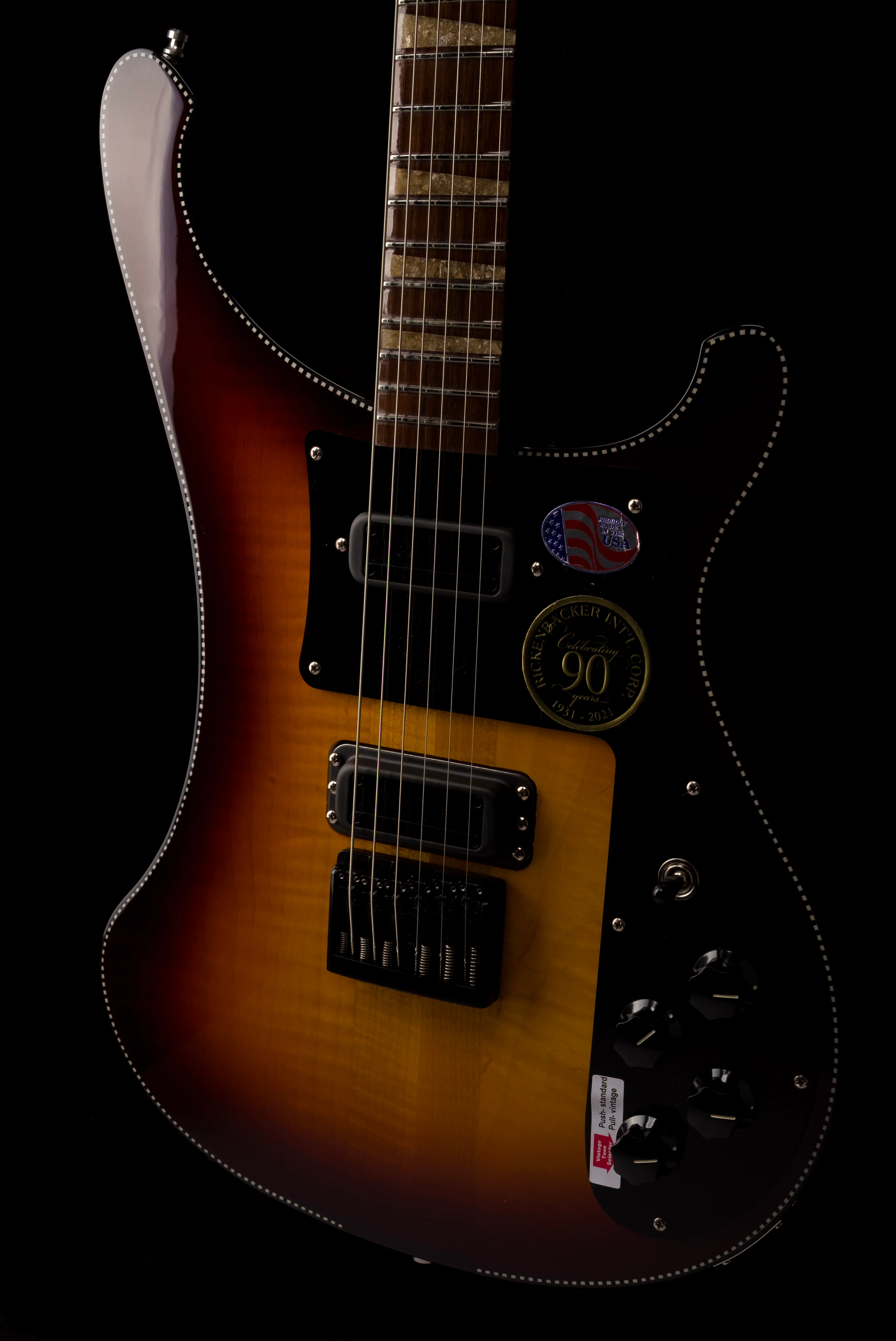 Pre Owned 2022 Rickenbacker Limited Edition 90th Anniversary 480XC TBG TobaccoGlo Guitar With OHSC - Serial # 22 17794 - Image 12