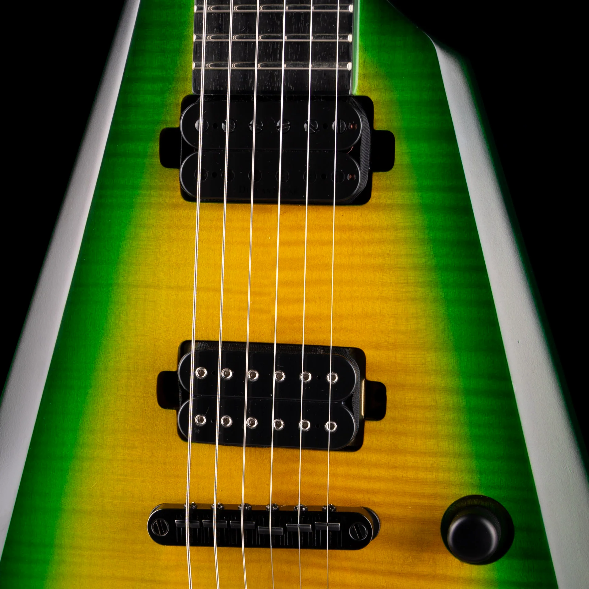 Pre Owned 2023 Solar Guitars V2.6LB Flame Lime Burst Matte Electric Guitar With OHSC - Image 4