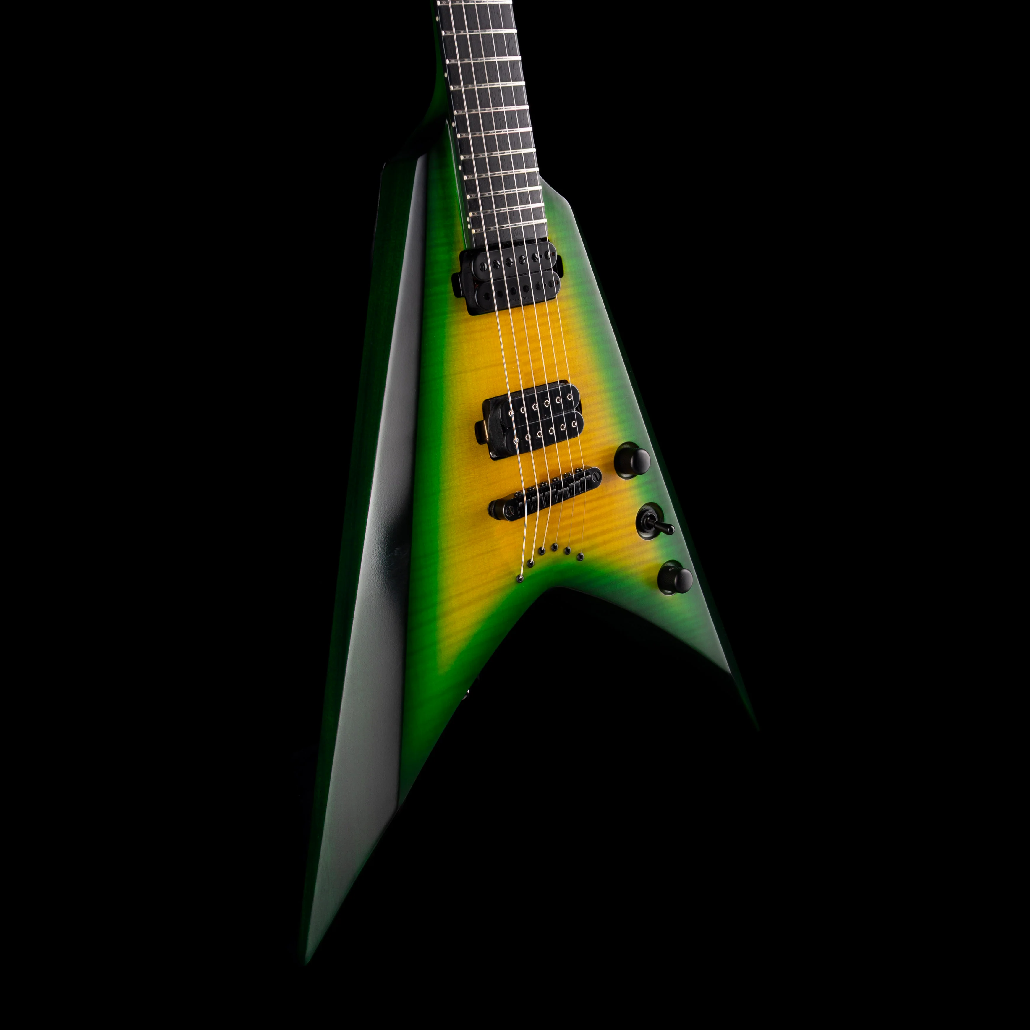 Pre Owned 2023 Solar Guitars V2.6LB Flame Lime Burst Matte Electric Guitar With OHSC - Image 6