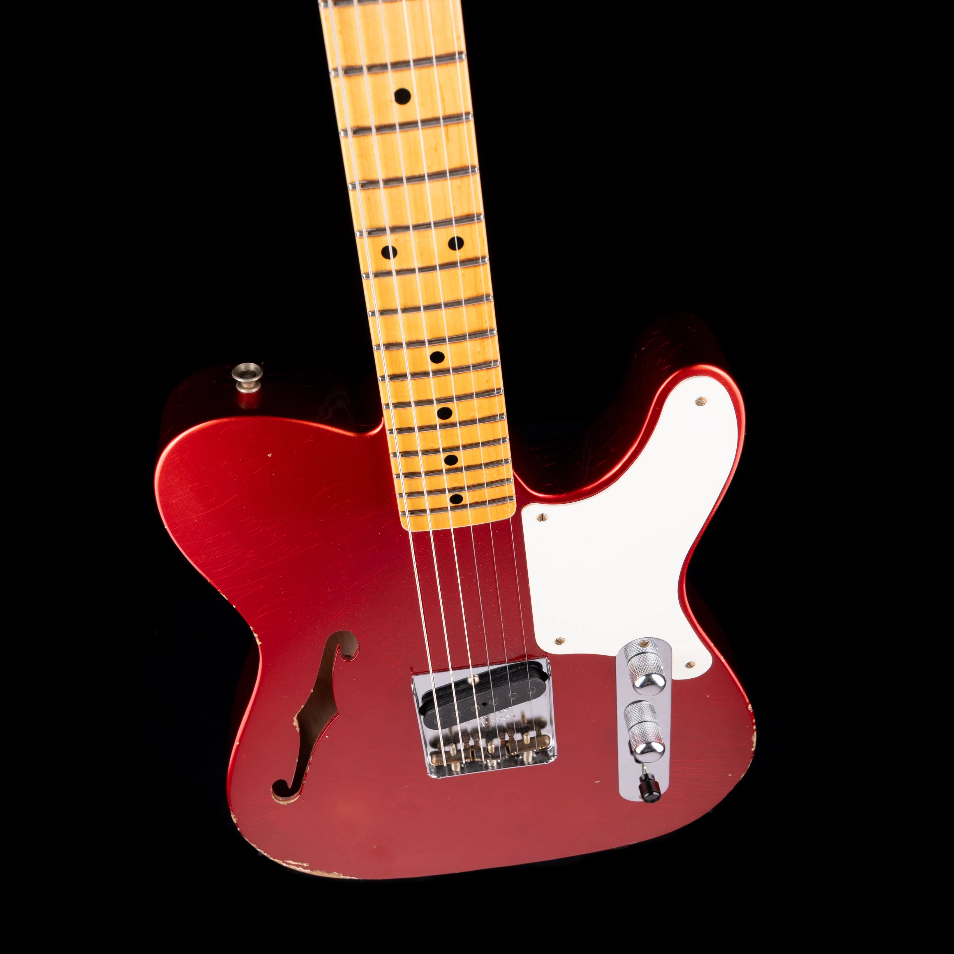 Pre Owned 2024 Fender Custom Shop Limited Edition Red Hot Esquire Thinline Relic Super-faded Candy Apple Red With OHSC - Image 3