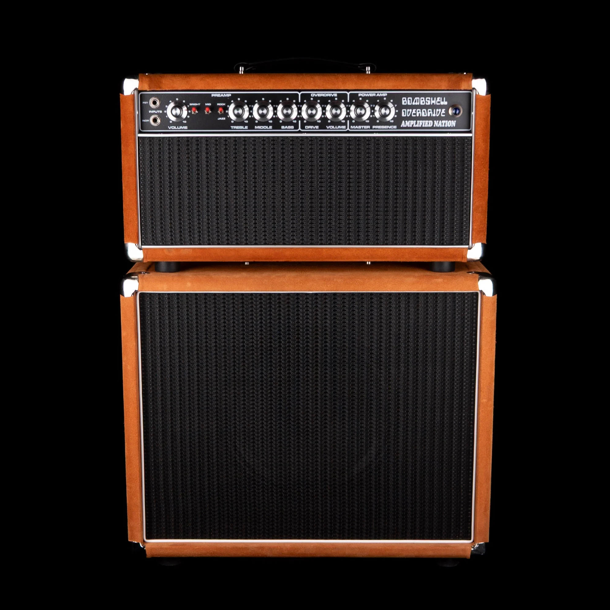 Pre-Owned '22 Amplified Nation Bombshell 50-Watt Guitar Amp Head And 112 15-ohm 65-watt Matching Cab - Golden Brown Suede Owned by Ben Harper