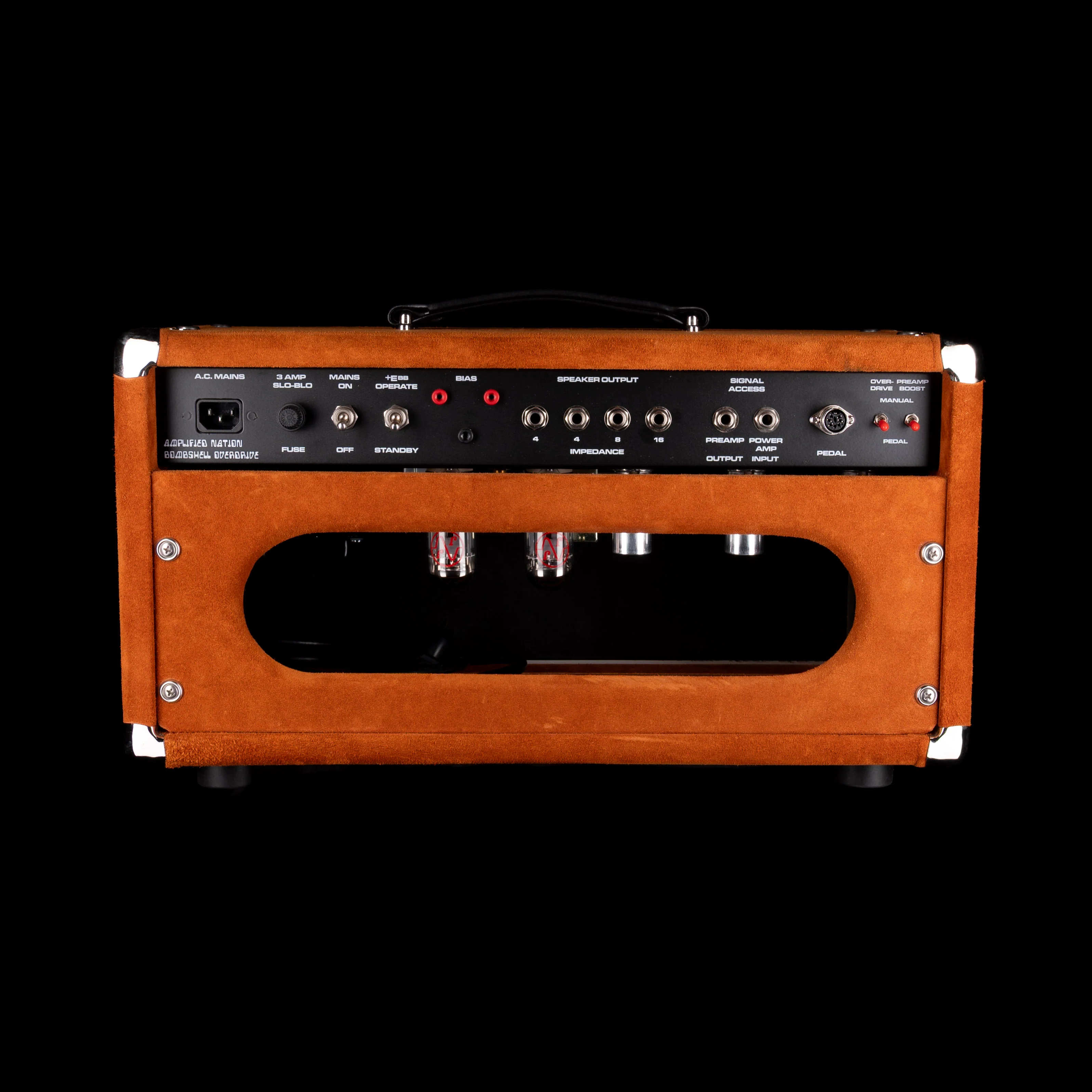 Pre-Owned '22 Amplified Nation Bombshell 50-Watt Guitar Amp Head And 112 15-ohm 65-watt Matching Cab - Golden Brown Suede Owned by Ben Harper - Image 2