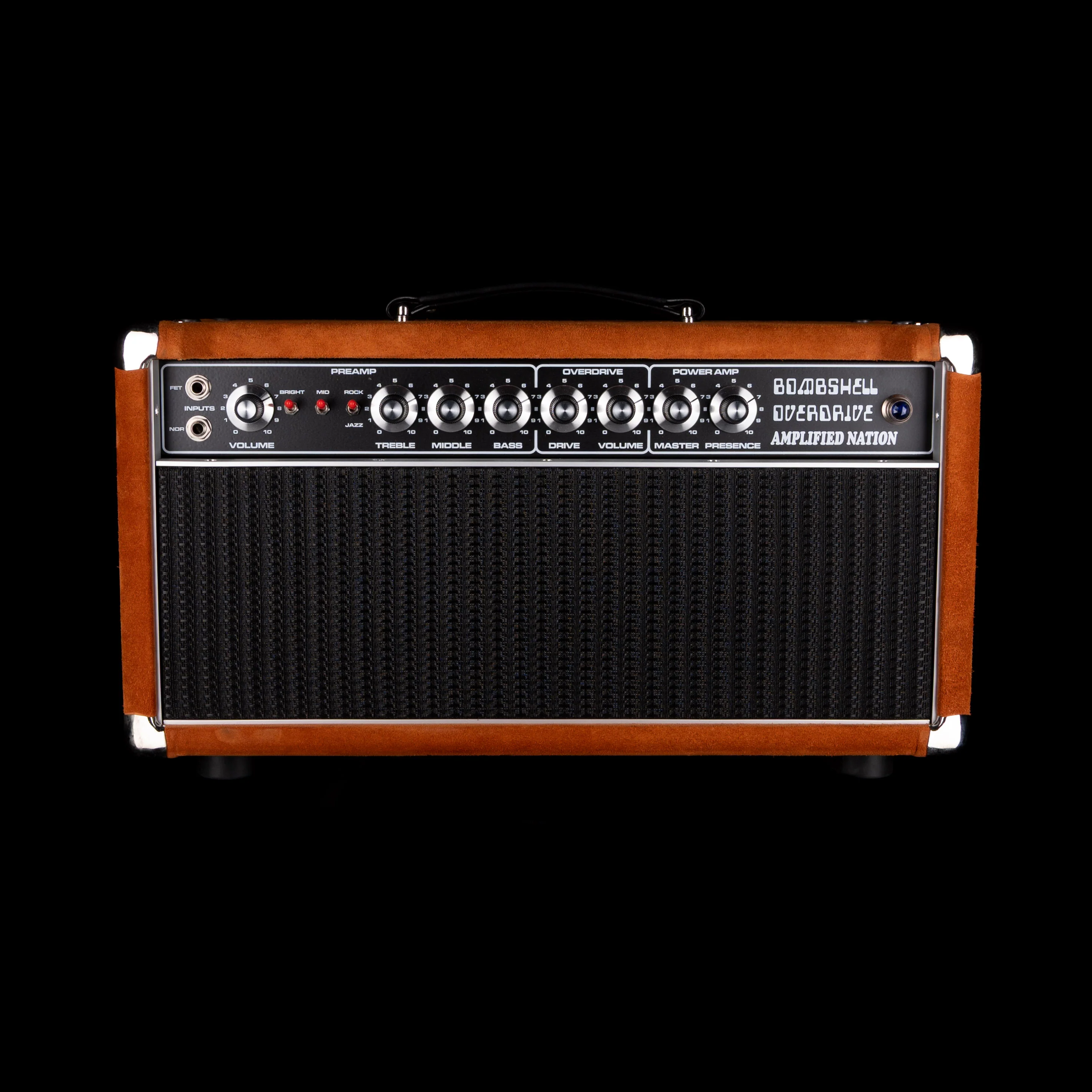 Pre-Owned '22 Amplified Nation Bombshell 50-Watt Guitar Amp Head And 112 15-ohm 65-watt Matching Cab - Golden Brown Suede Owned by Ben Harper - Image 3