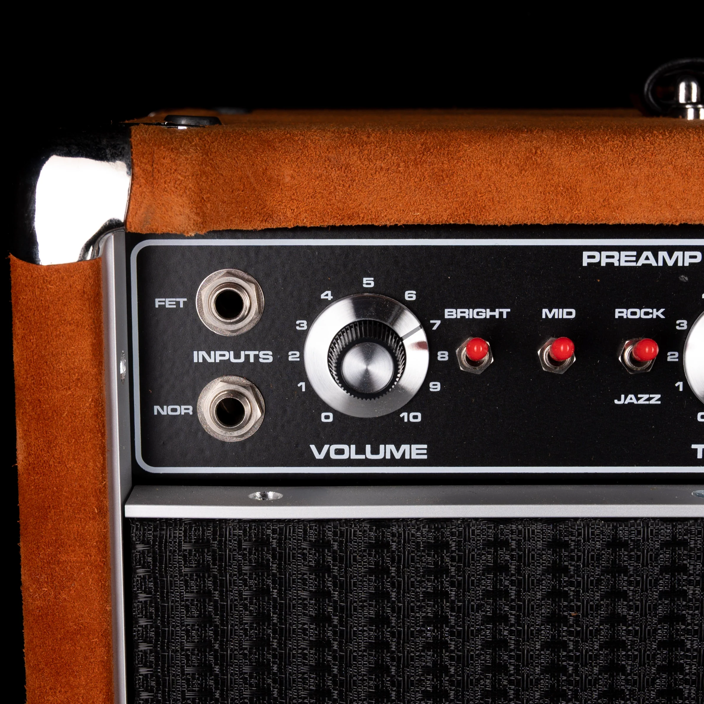 Pre-Owned '22 Amplified Nation Bombshell 50-Watt Guitar Amp Head And 112 15-ohm 65-watt Matching Cab - Golden Brown Suede Owned by Ben Harper - Image 4