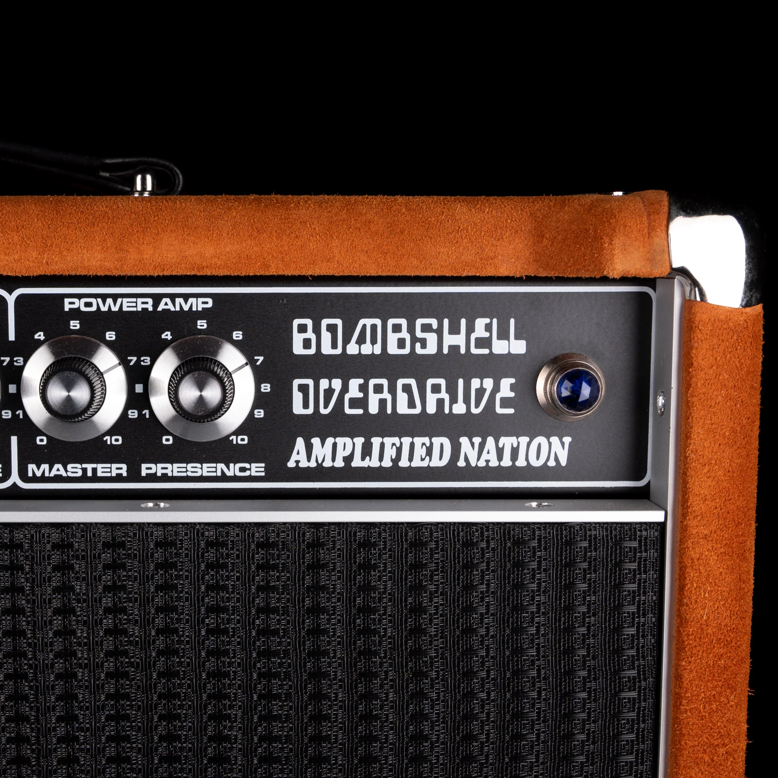 Pre-Owned '22 Amplified Nation Bombshell 50-Watt Guitar Amp Head And 112 15-ohm 65-watt Matching Cab - Golden Brown Suede Owned by Ben Harper - Image 6