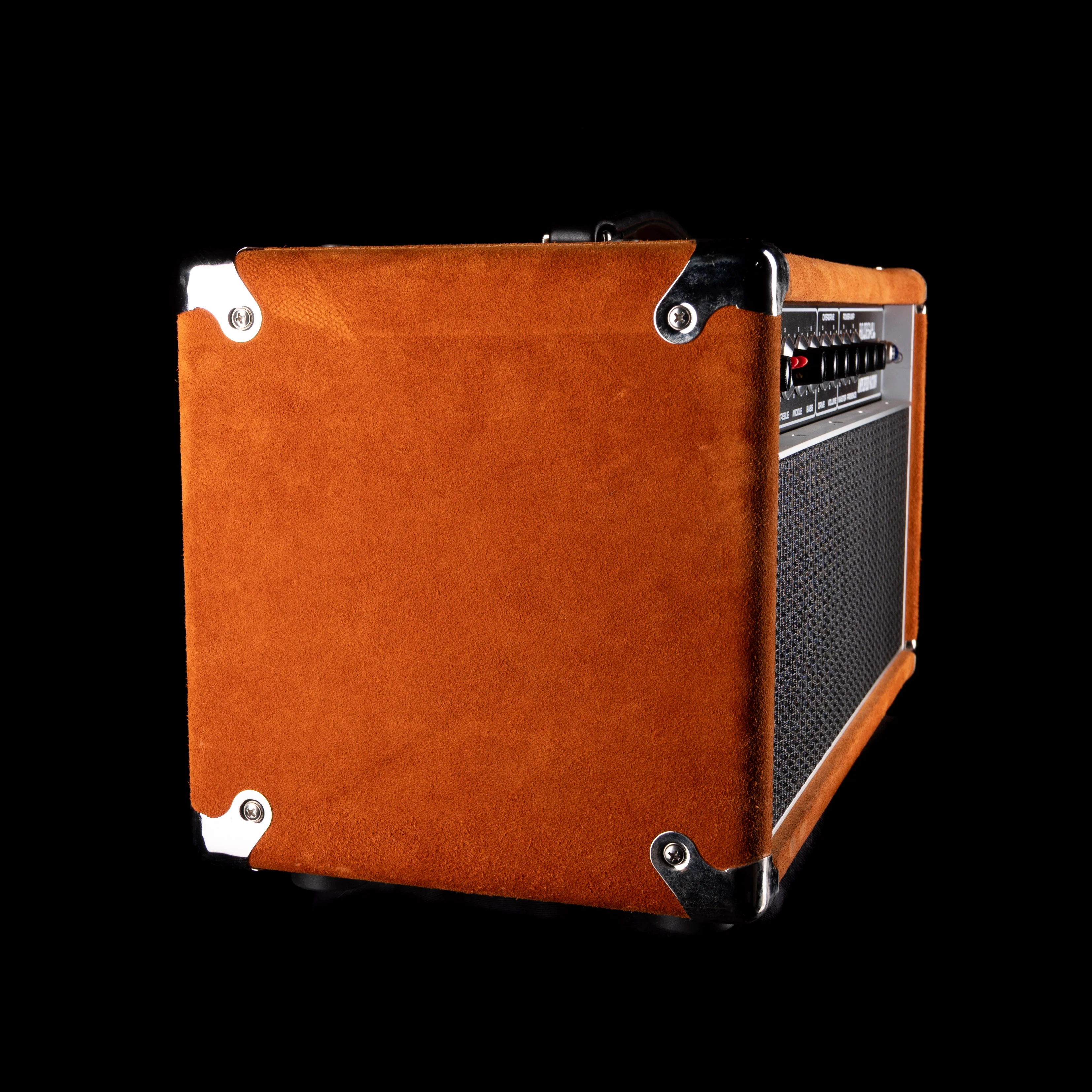 Pre-Owned '22 Amplified Nation Bombshell 50-Watt Guitar Amp Head And 112 15-ohm 65-watt Matching Cab - Golden Brown Suede Owned by Ben Harper - Image 8