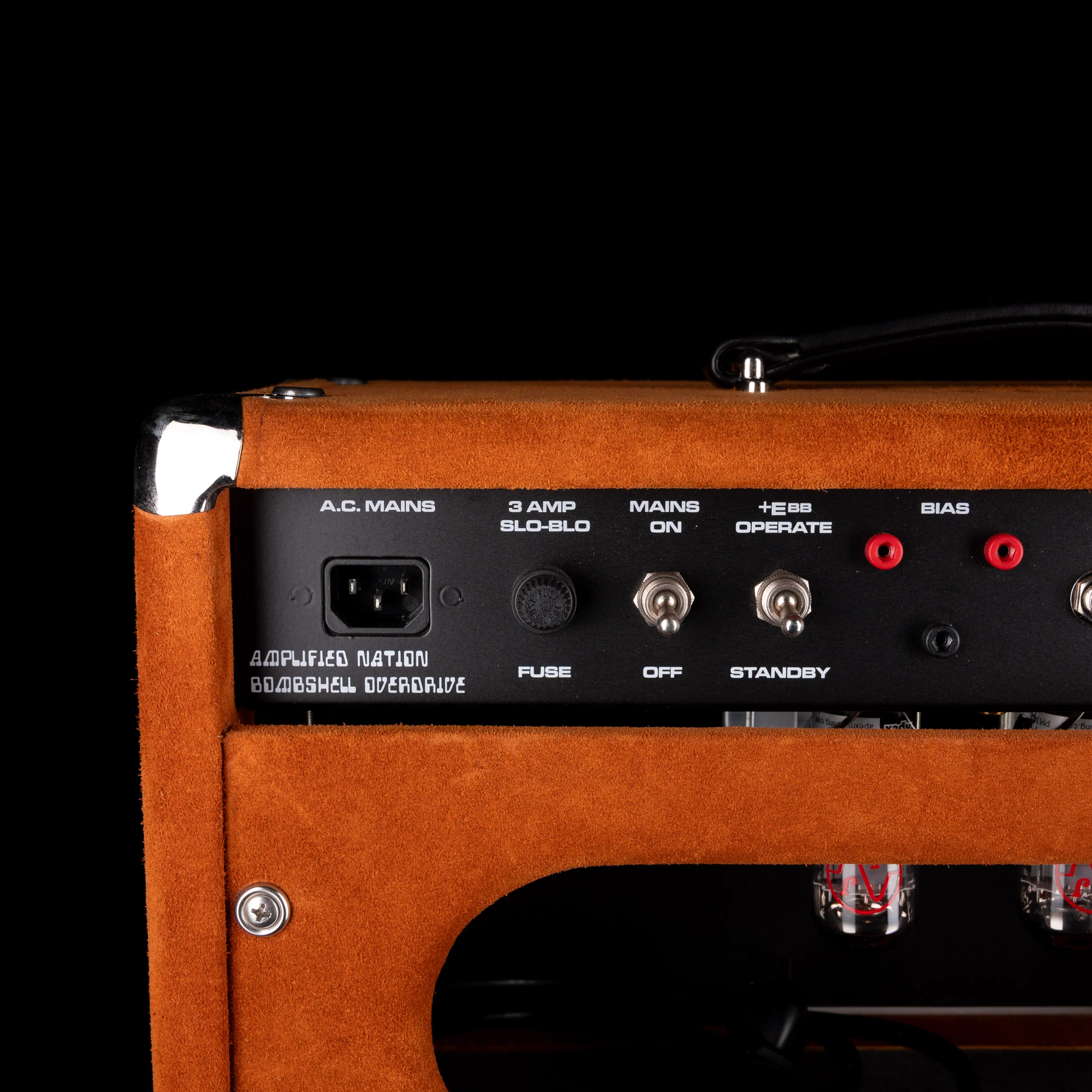 Pre-Owned '22 Amplified Nation Bombshell 50-Watt Guitar Amp Head And 112 15-ohm 65-watt Matching Cab - Golden Brown Suede Owned by Ben Harper - Image 9