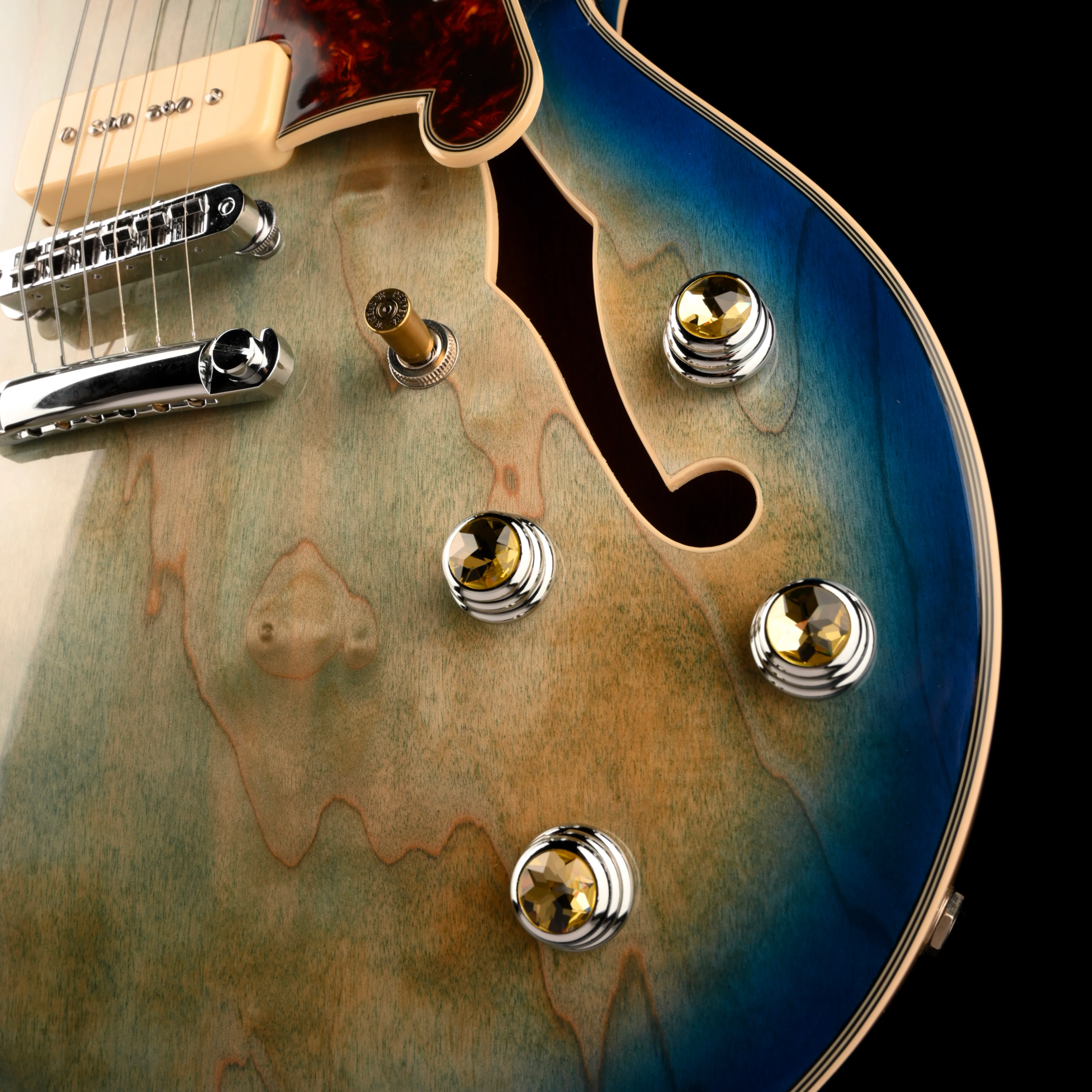 Pre Owned D'Angelico Premier Series DC Boardwalk Semi-Hollow Blue Burst With Bag - Image 6