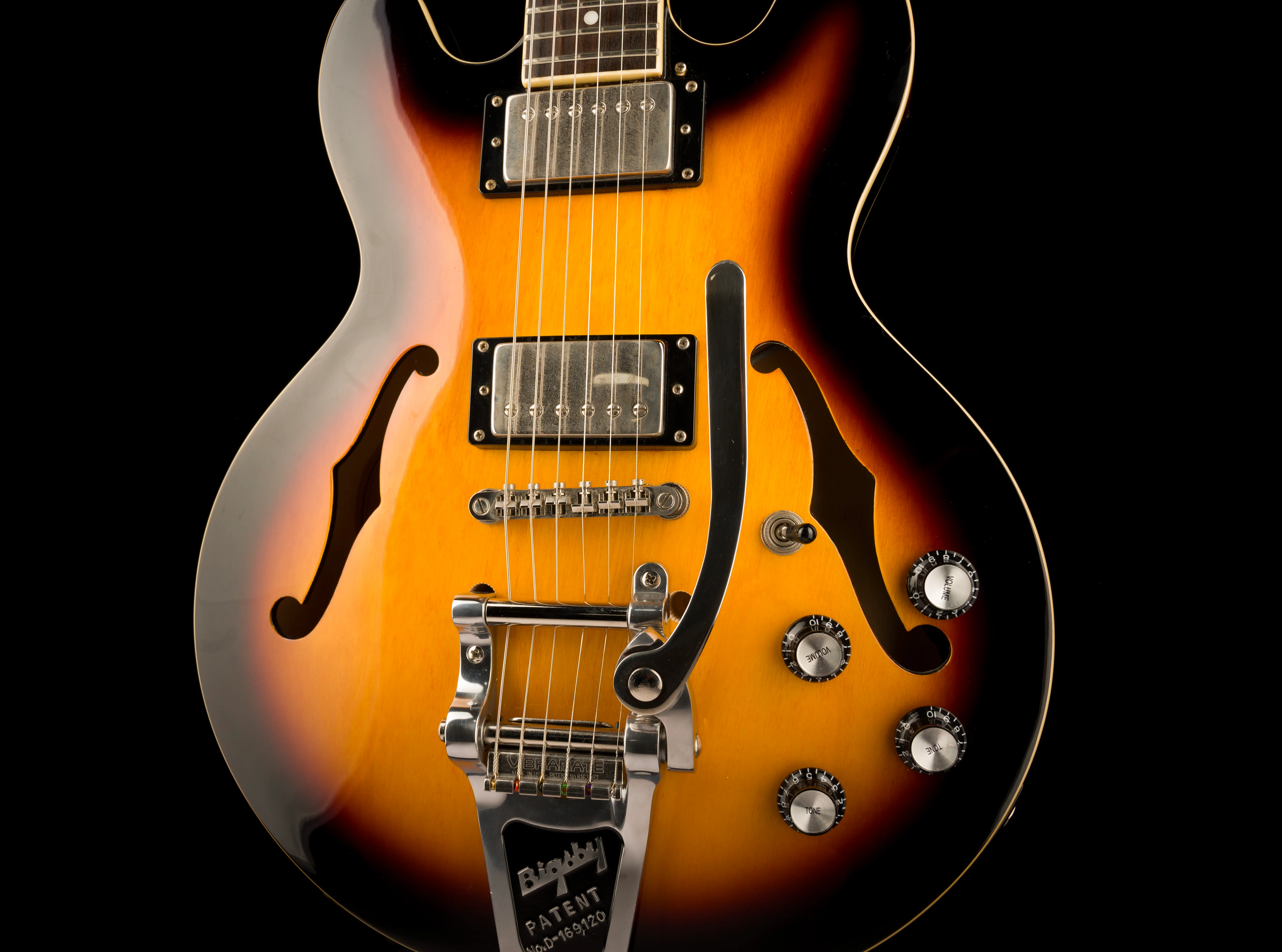 Pre Owned Epiphone ES-339 Dot Vintage Sunburst With Bigsby With Gig Bag - Image 6