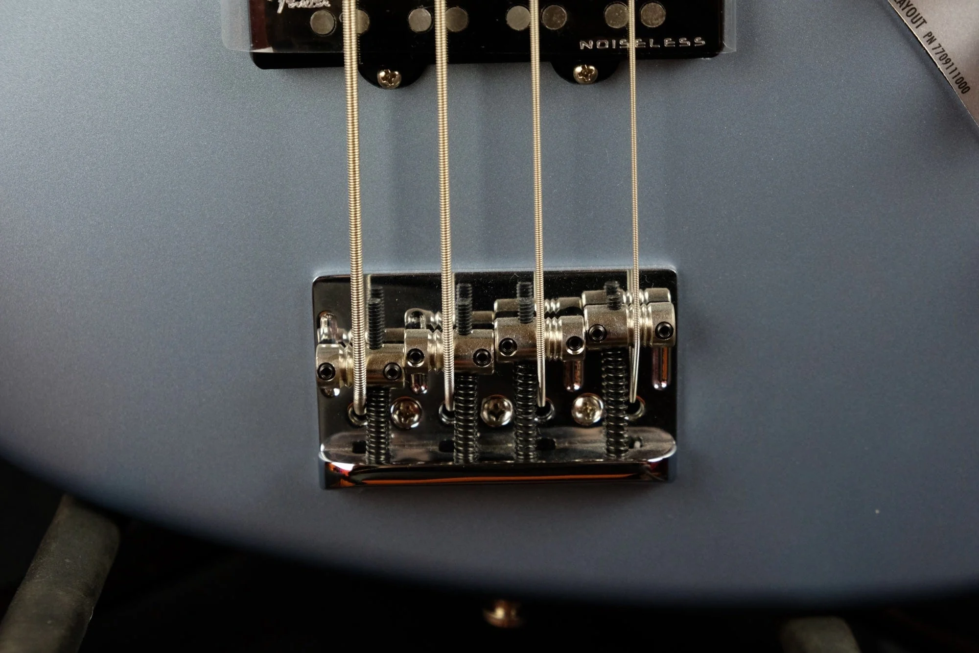 Used Fender American Elite Maple Neck Jazz Bass Satin Ice Blue Metallic OHSC - Image 5