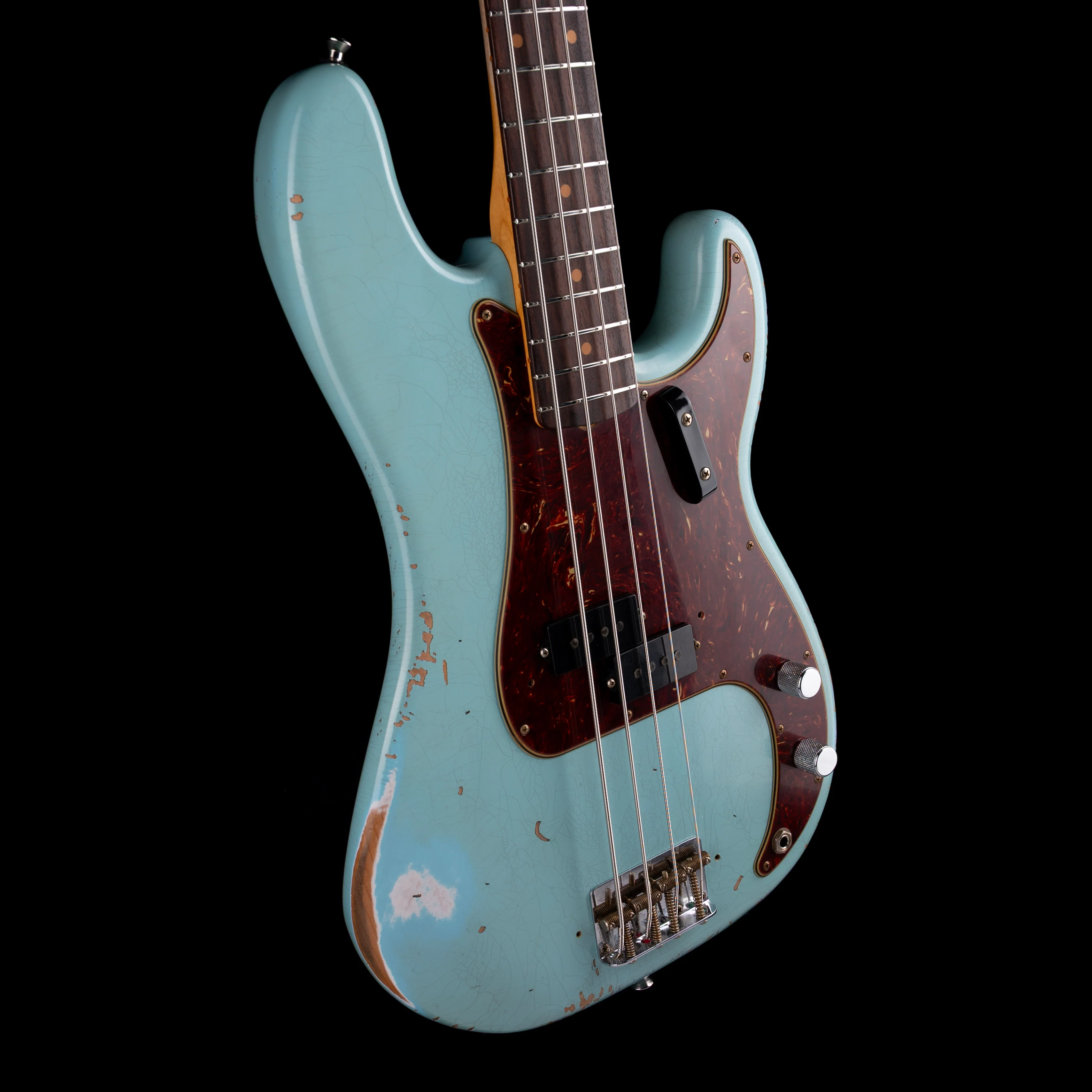 Pre Owned Fender Custom Shop ‘63 Precision Bass Heavy Relic Aged Daphne Blue With OHSC - Image 6