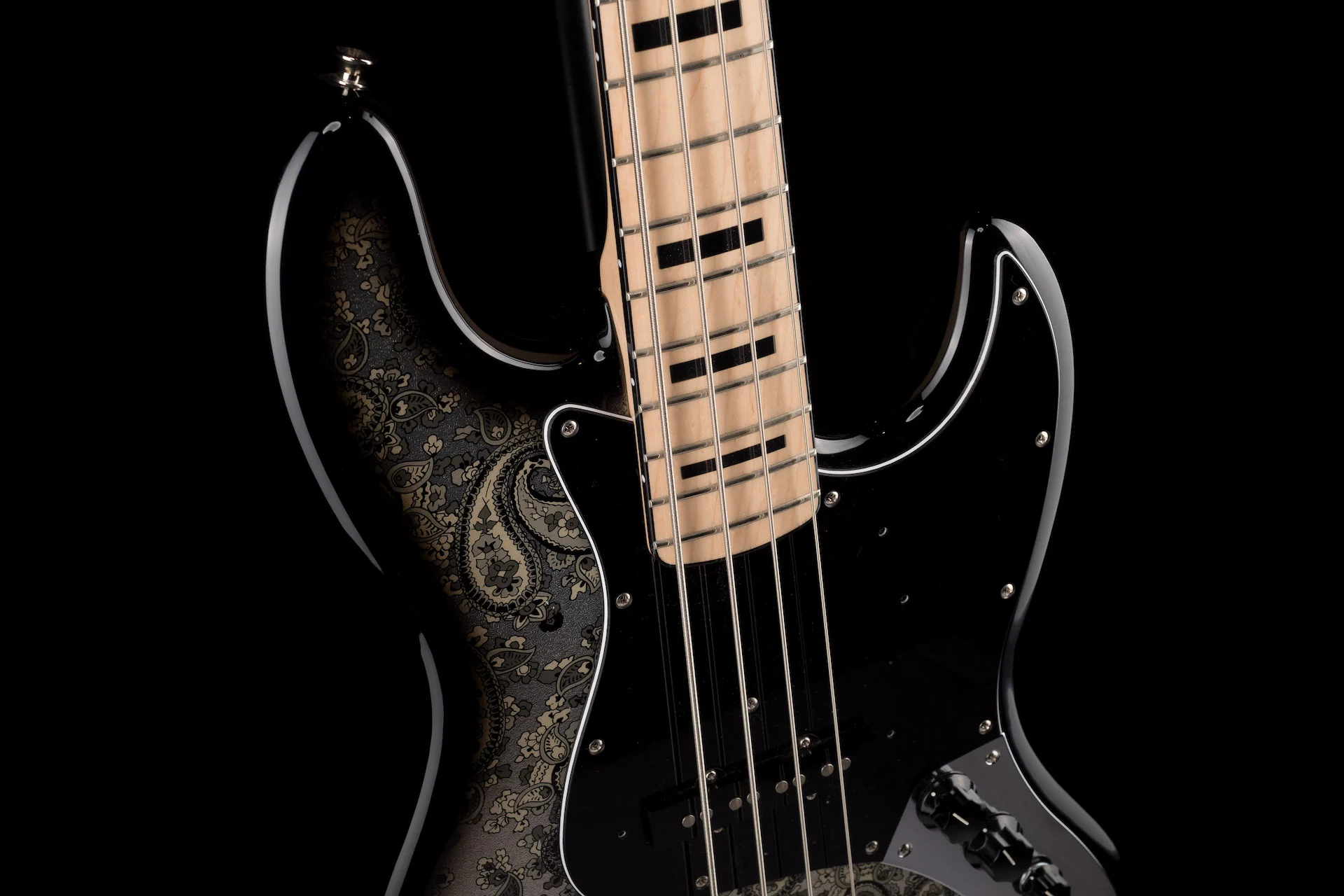 Pre Owned 2019 Fender Limited Edition Black Paisley Jazz Bass w/ Gig Bag Made in Japan - Image 4