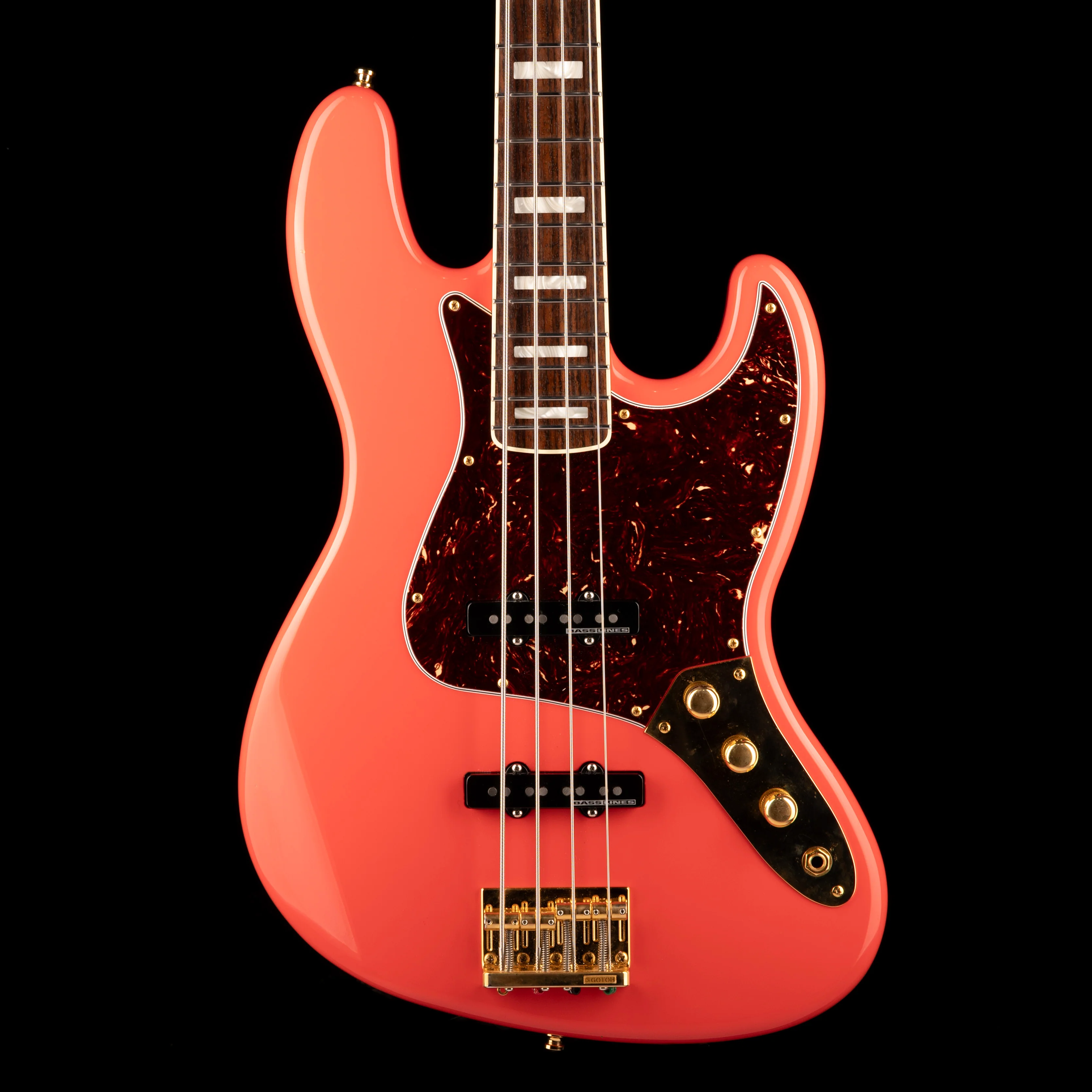 Pre Owned Fender Parts Jazz Bass Fiesta Red With Gold Hardware With Case
