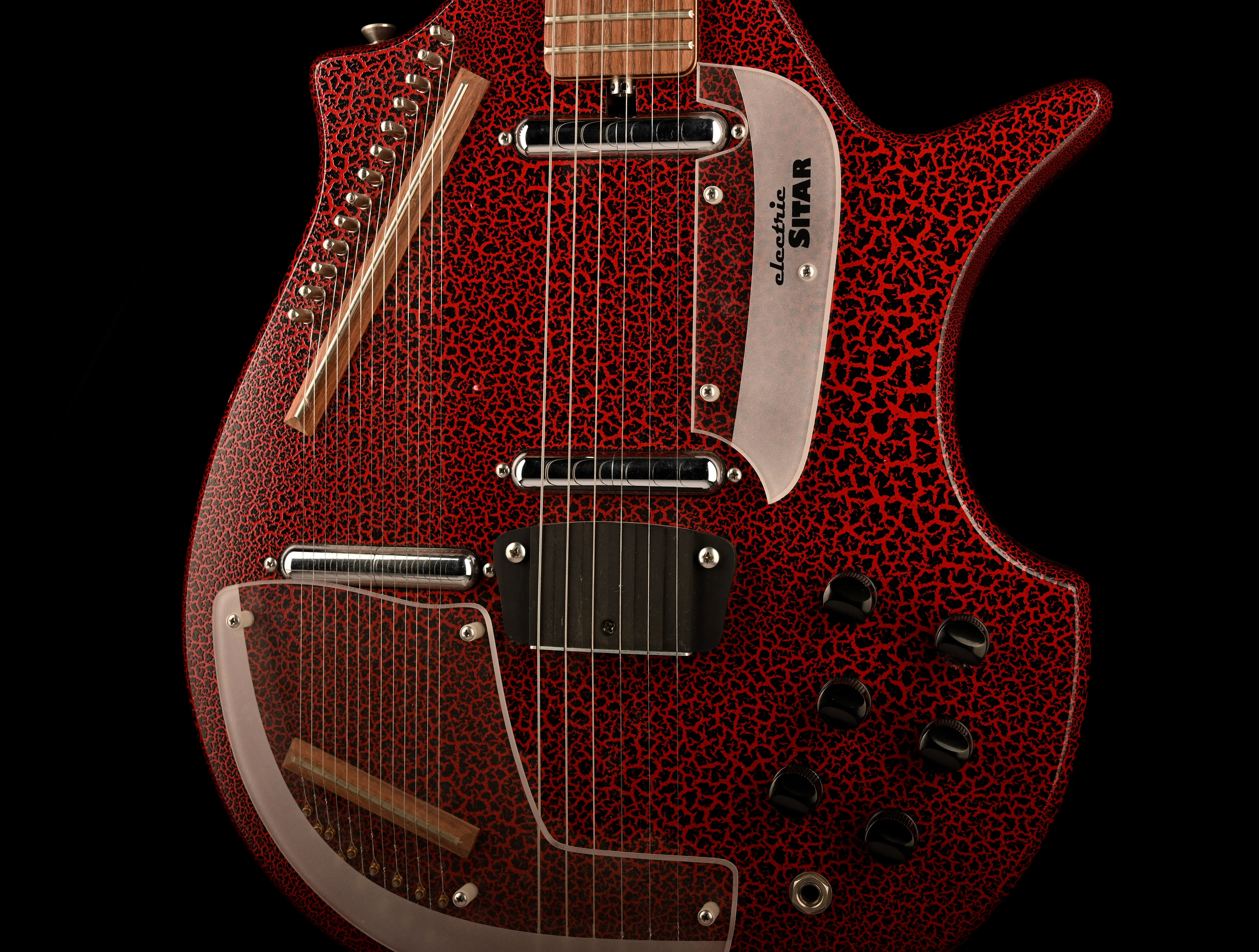 Pre Owned Jerry Jones Master Sitar Electric Guitar Red Crackle With OHSC - Image 6