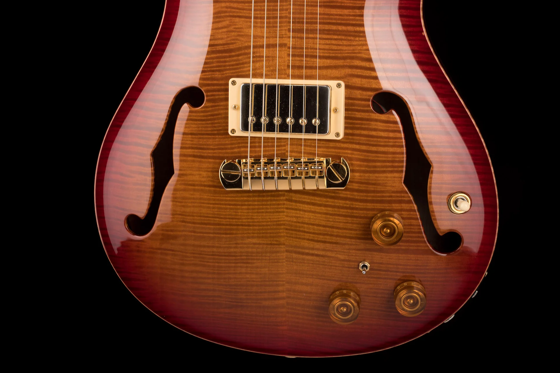 Pre Owned PRS Core McCarty Hollowbody II Piezo 10 Top Dark Cherry Sunburst Electric Guitar With Case - Image 5