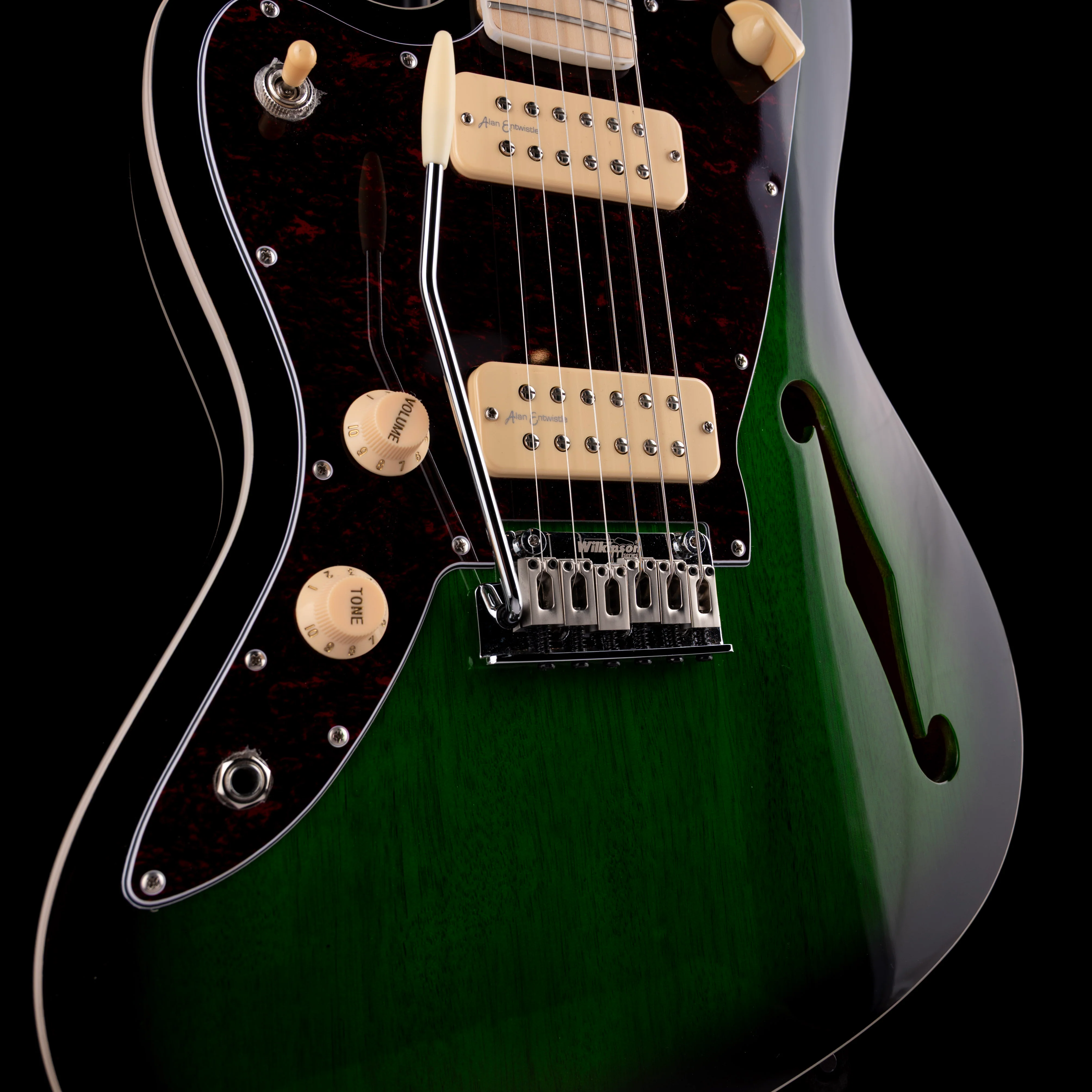 Pre Owned Revelation RJT-60M TL/LH Green Burst Left Handed Thinline Offset Electric Guitar - Image 5