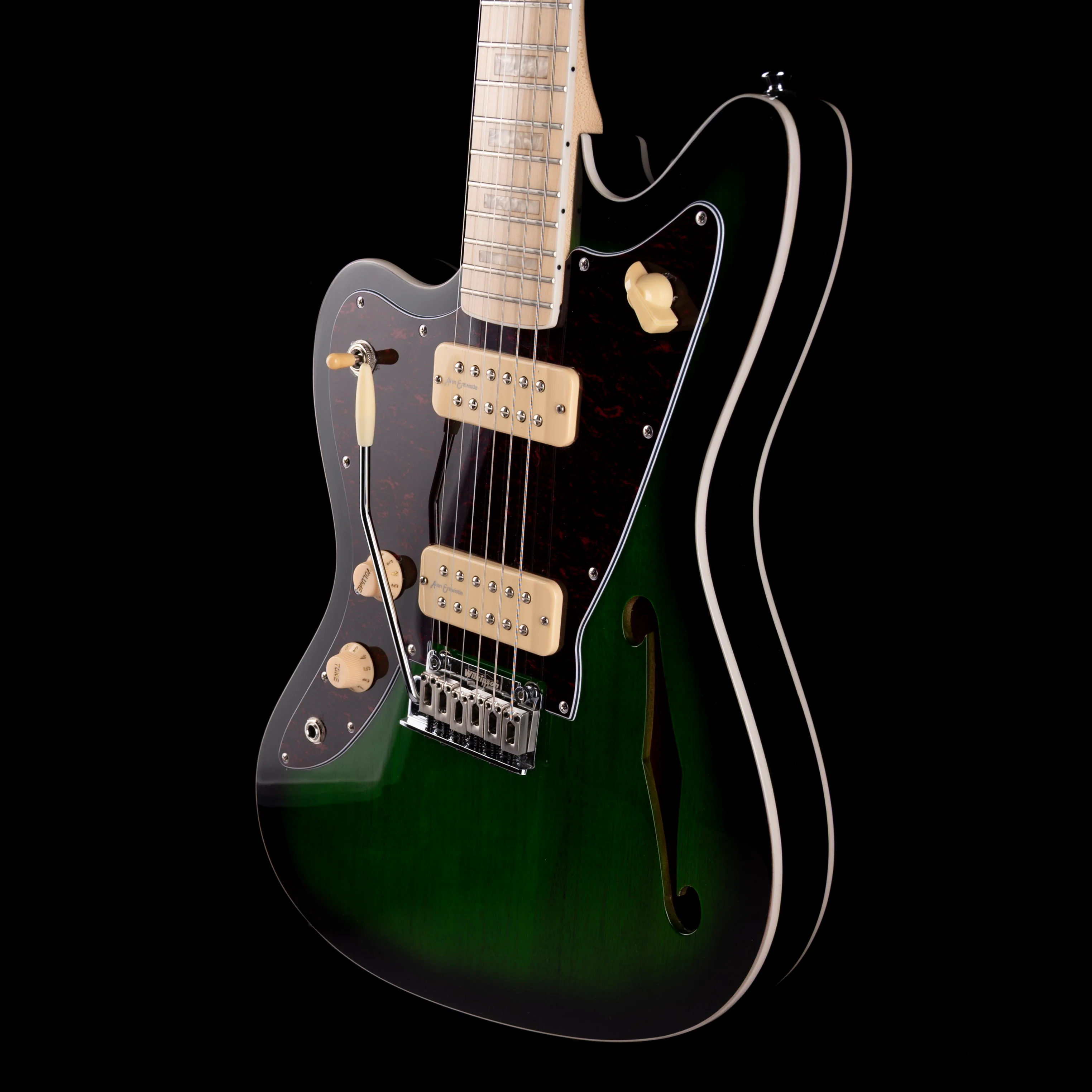 Pre Owned Revelation RJT-60M TL/LH Green Burst Left Handed Thinline Offset Electric Guitar - Image 6