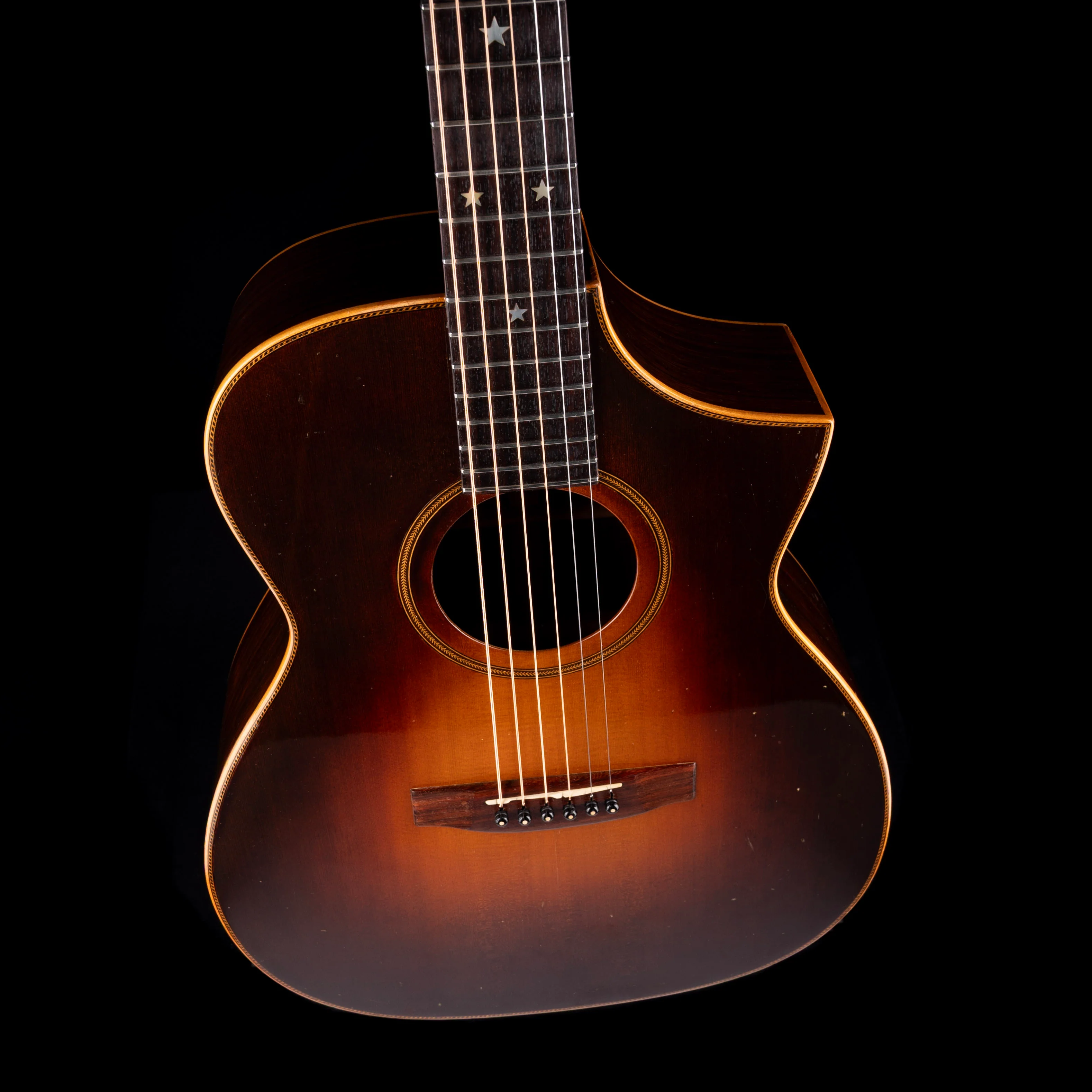 Pre-Owned Santo 1976 Dreadnaught Cutaway Electric Sunburst - Image 4