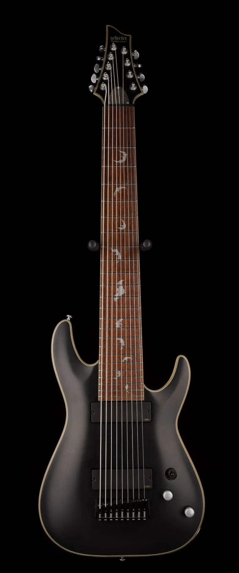 Pre Owned Schecter Damien Platinum 9-string Matte Black Electric Guitar With Gig Bag - Image 2