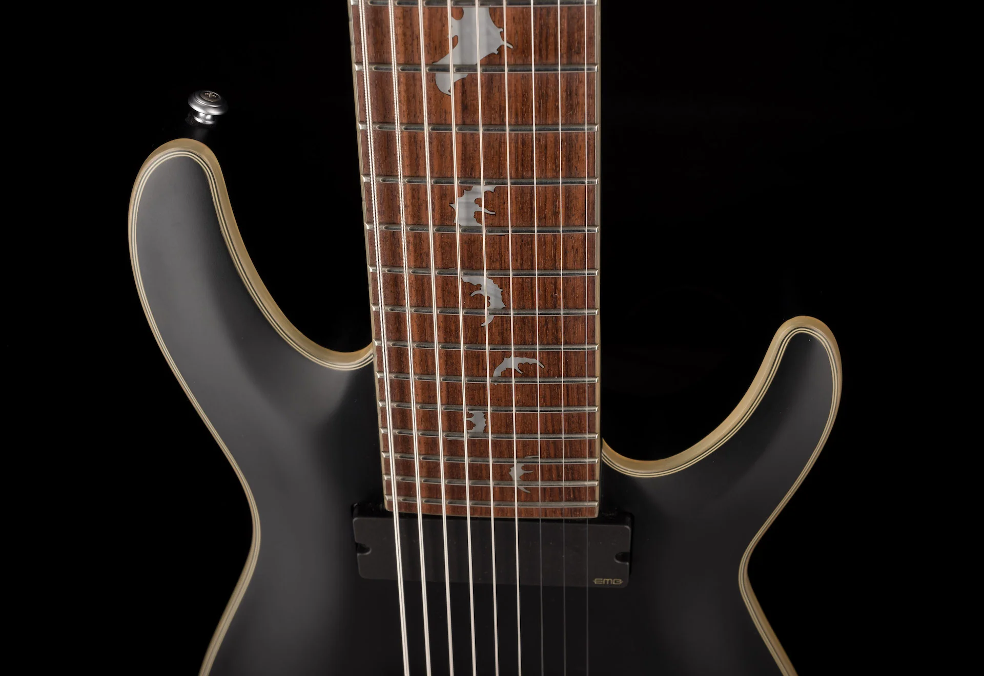 Pre Owned Schecter Damien Platinum 9-string Matte Black Electric Guitar With Gig Bag - Image 3