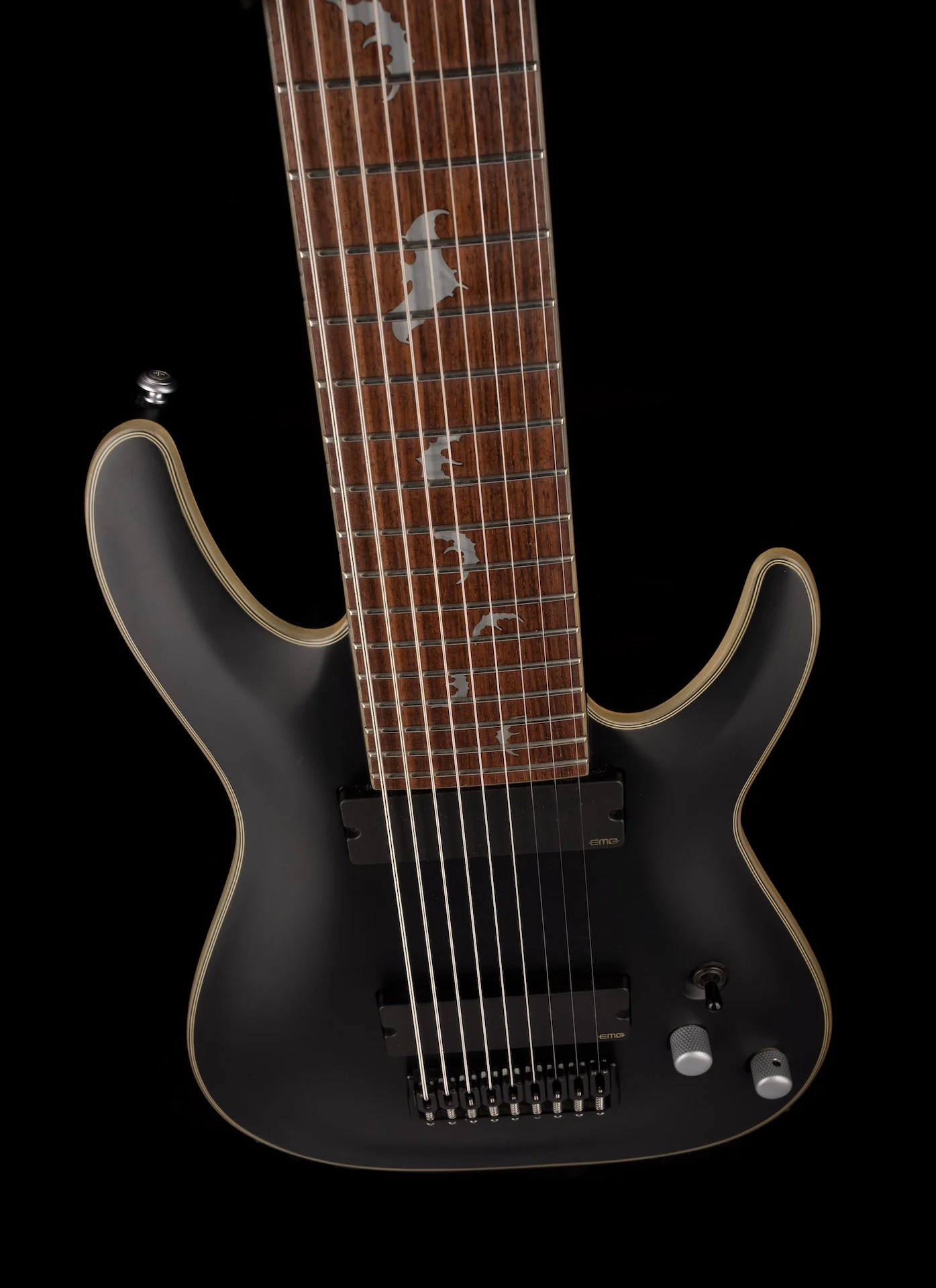 Pre Owned Schecter Damien Platinum 9-string Matte Black Electric Guitar With Gig Bag - Image 4