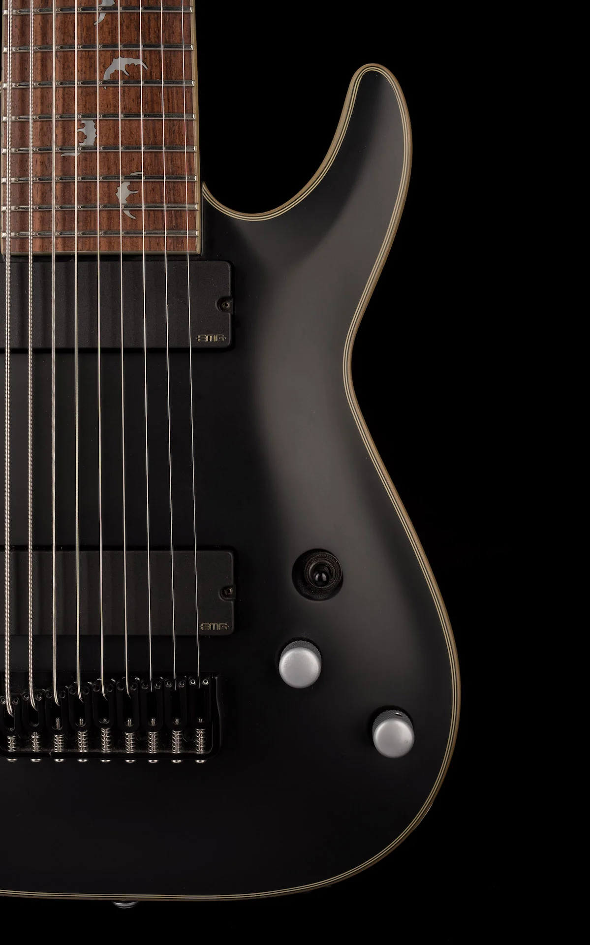 Pre Owned Schecter Damien Platinum 9-string Matte Black Electric Guitar With Gig Bag - Image 9