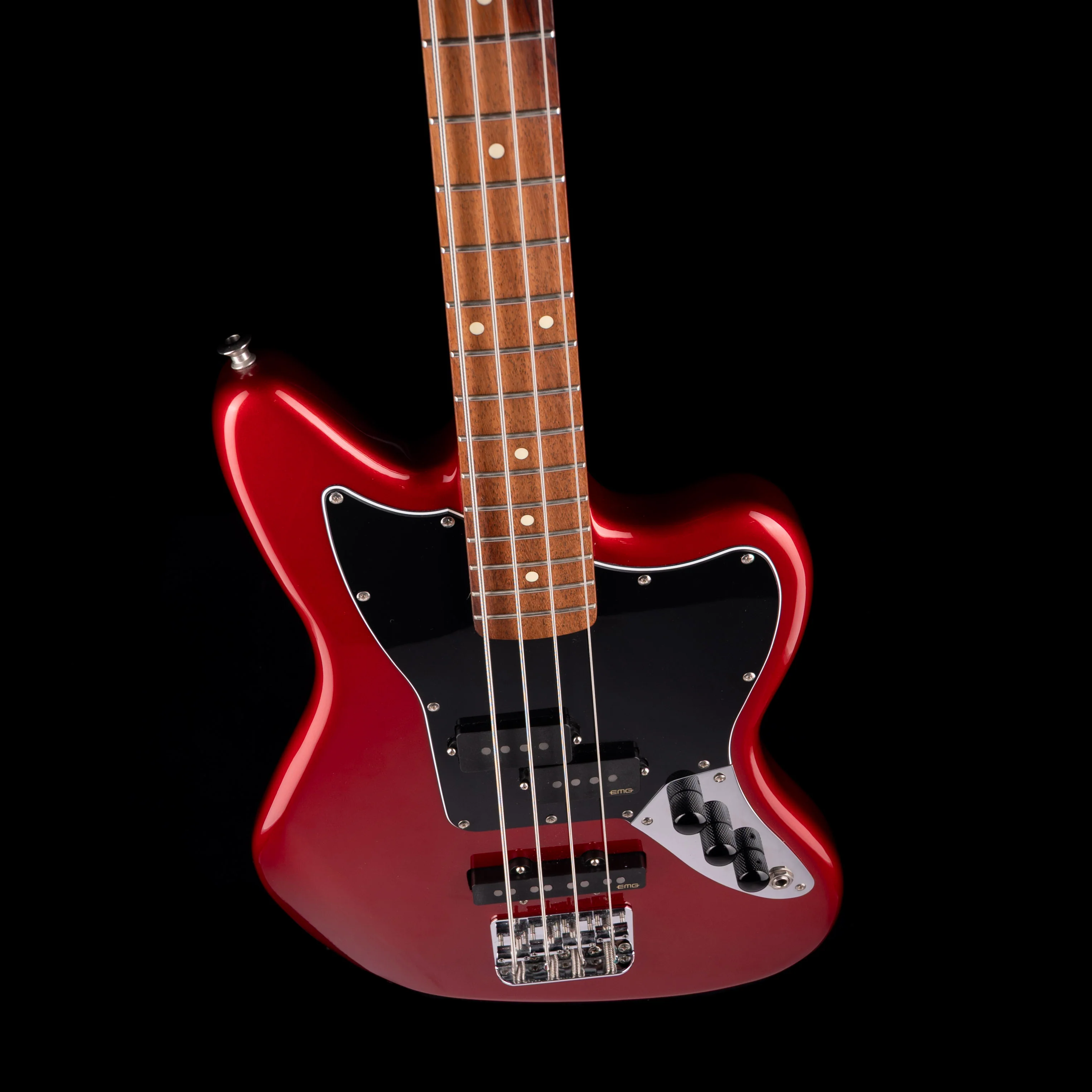 Pre Owned Squier Vintage Modified Jaguar Short Scale Bass Candy Apple Red With Gig Bag - Image 3