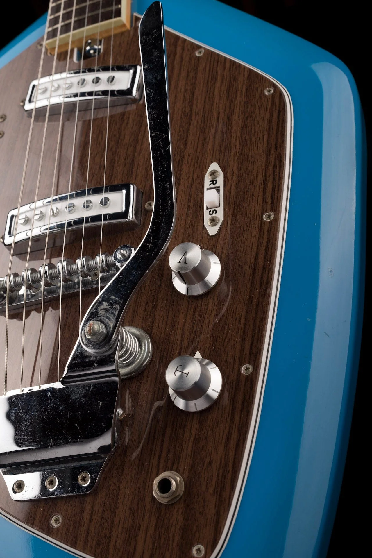 Vintage Teisco Del Rey 60's EV-2T Blue With Case - Image 8