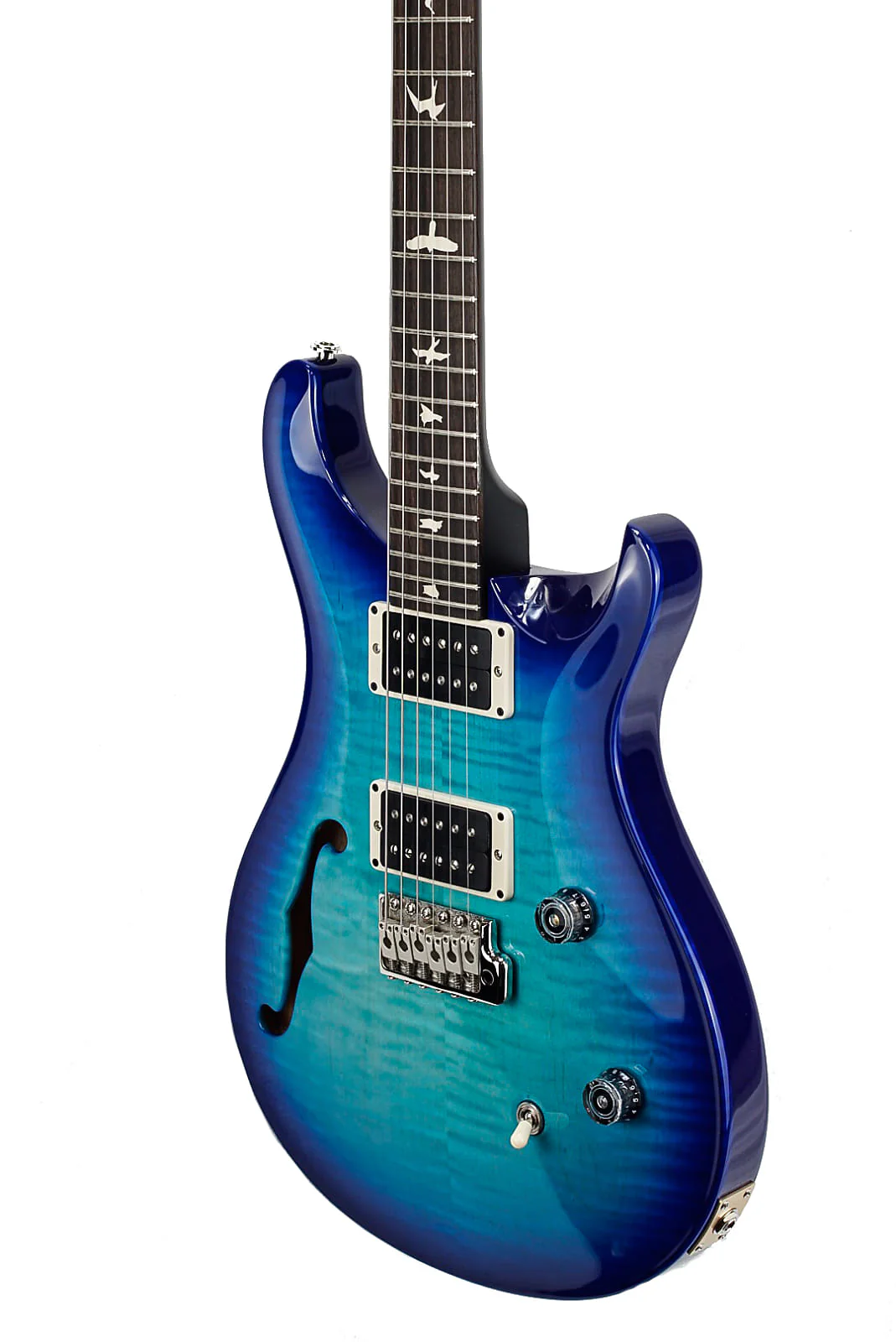 PRS CE 24 Semi-Hollow Aqua Smokeburst SATIN NECK One Off Electric Guitar With Gig Bag - Image 4