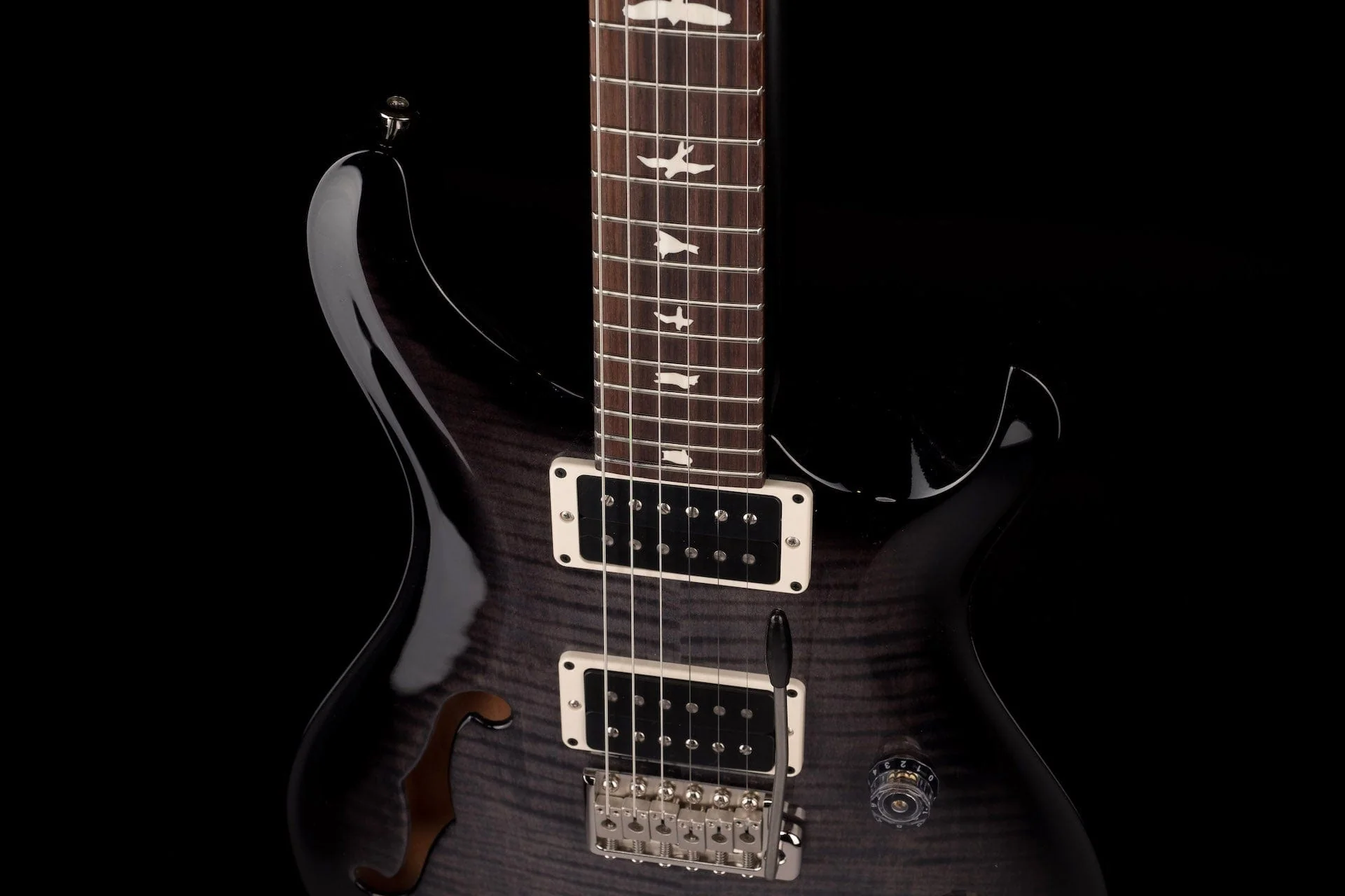 PRS CE24 Semi-Hollow Custom Color Faded Gray Black Smokewrap Burst - Image 3