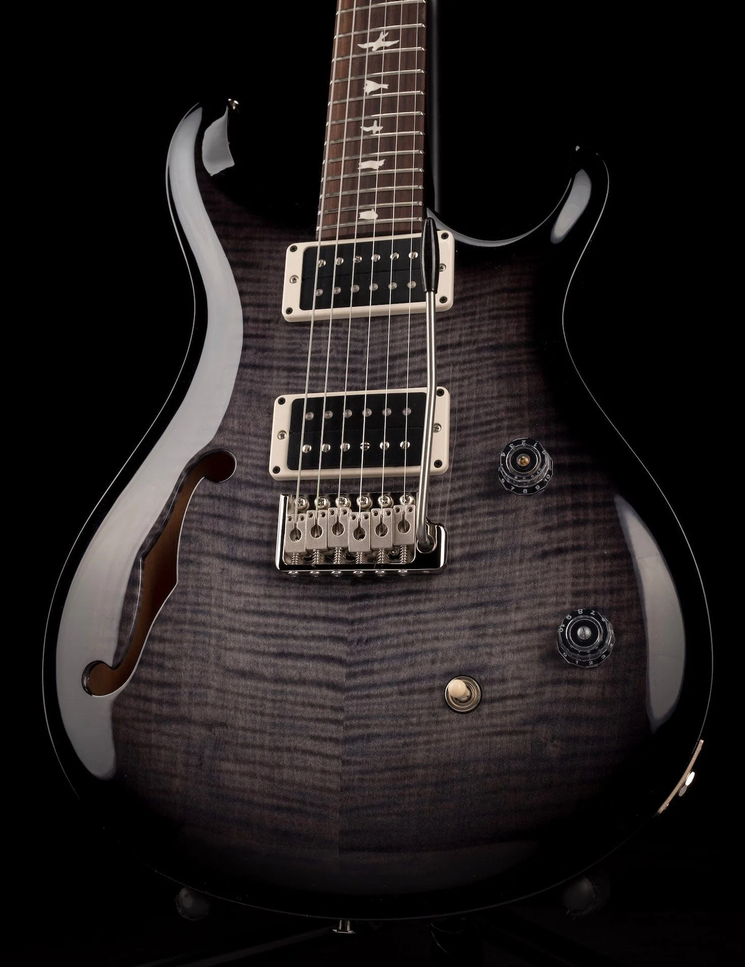 PRS CE24 Semi-Hollow Custom Color Faded Gray Black Smokewrap Burst - Image 8