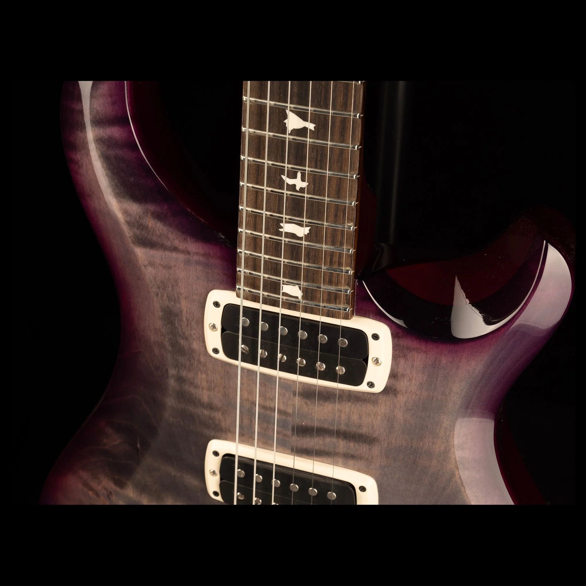 PRS S2 Custom 24-08 Faded Gray Black Purple Burst with Gig Bag - Image 5