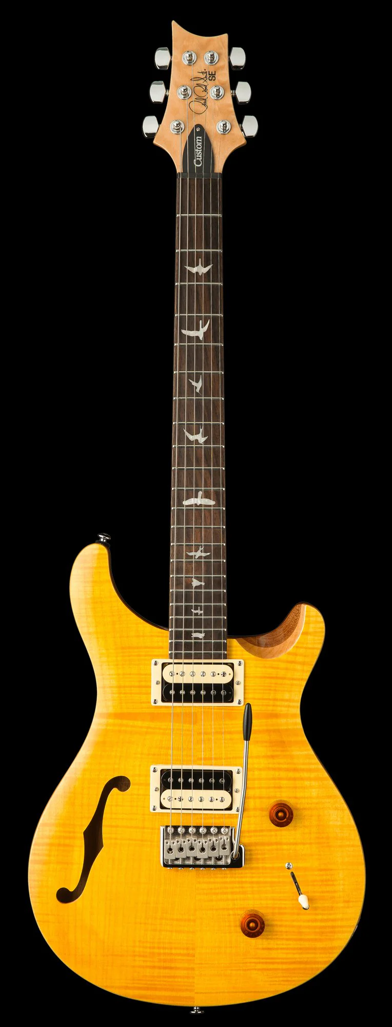 PRS SE Custom 22 Semi-Hollow Santana Yellow Electric Guitar With Gig Bag - Image 2