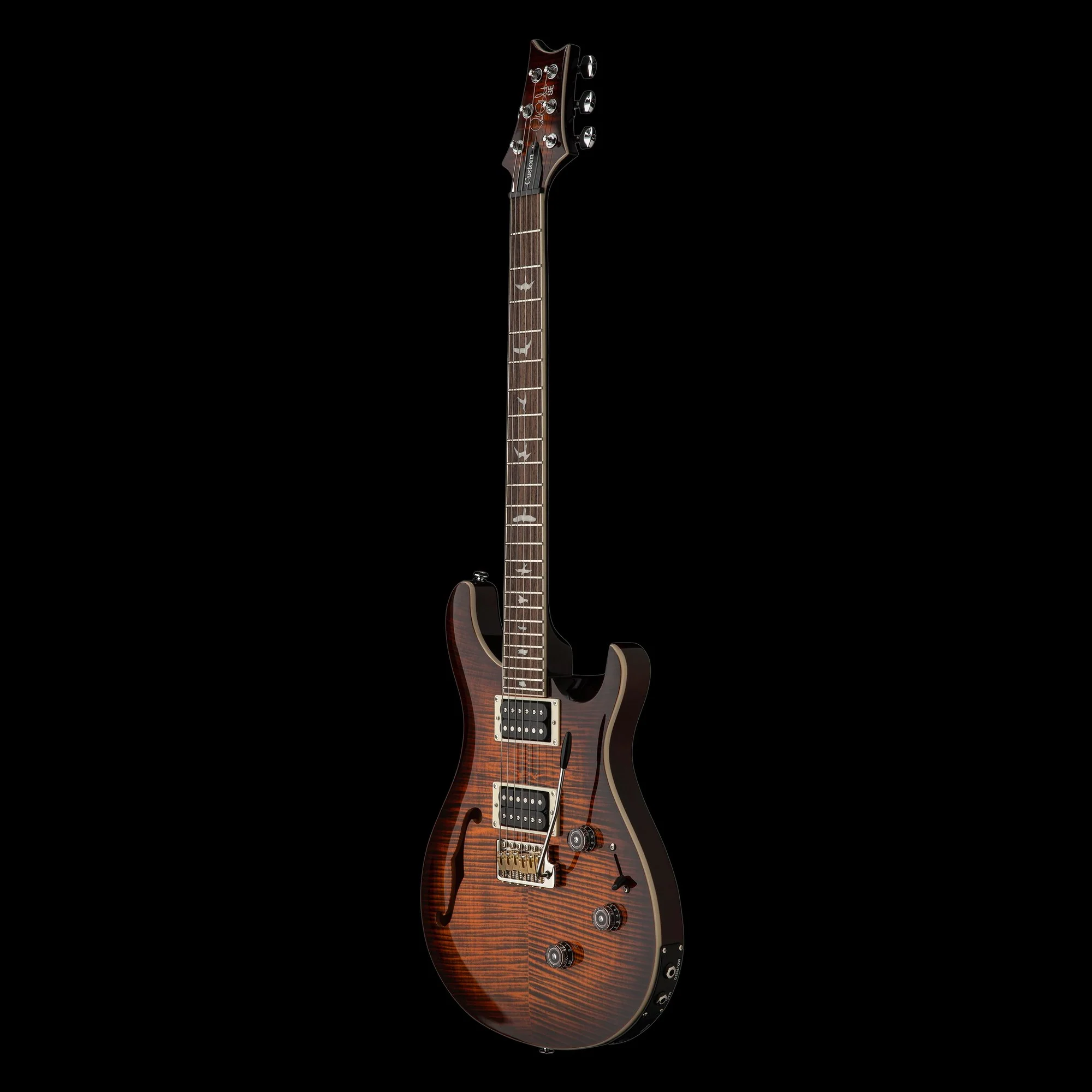 PRS SE Custom 24 Semi-Hollow Piezo Orange Tiger Smokeburst With Gig Bag - Image 3