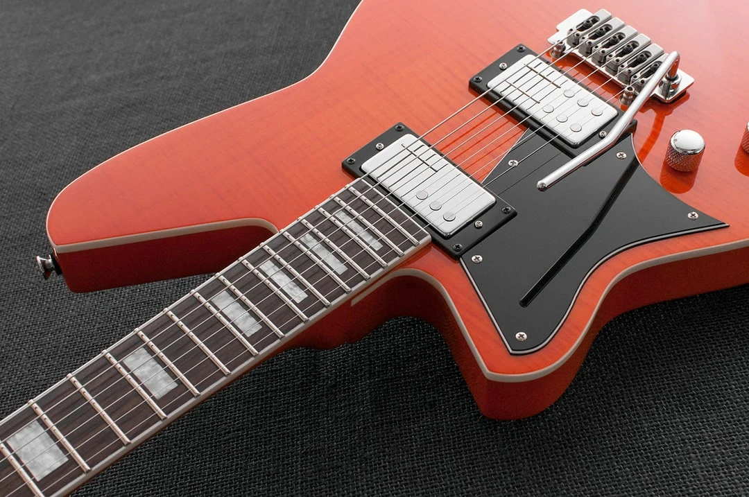 Reverend Bayonet RA HC Wilkinson Tremolo Electric Guitar Rock Orange Flame Maple Left-Handed - Image 4