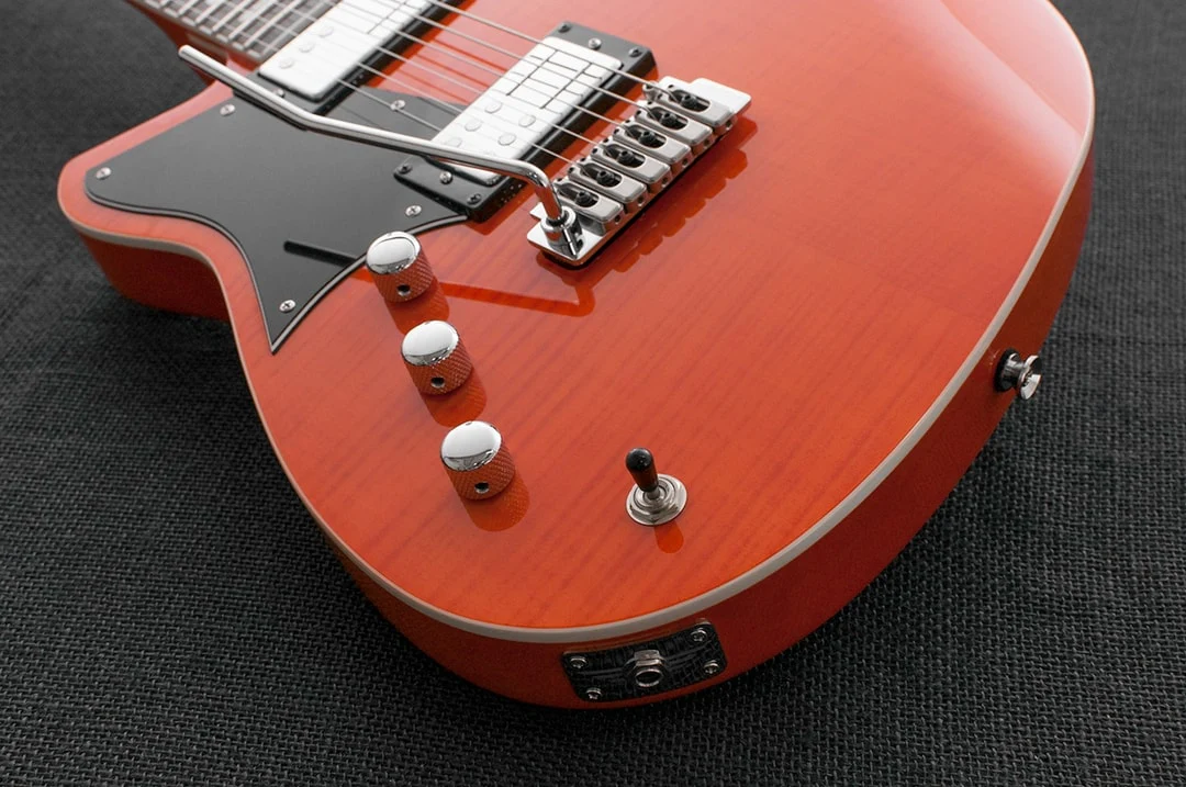 Reverend Bayonet RA HC Wilkinson Tremolo Electric Guitar Rock Orange Flame Maple Left-Handed - Image 6
