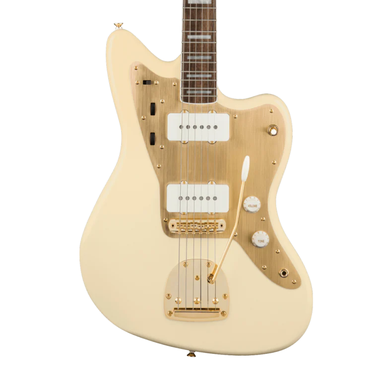 Squier 40th Anniversary Jazzmaster Gold Edition Olympic White Electric Guitar