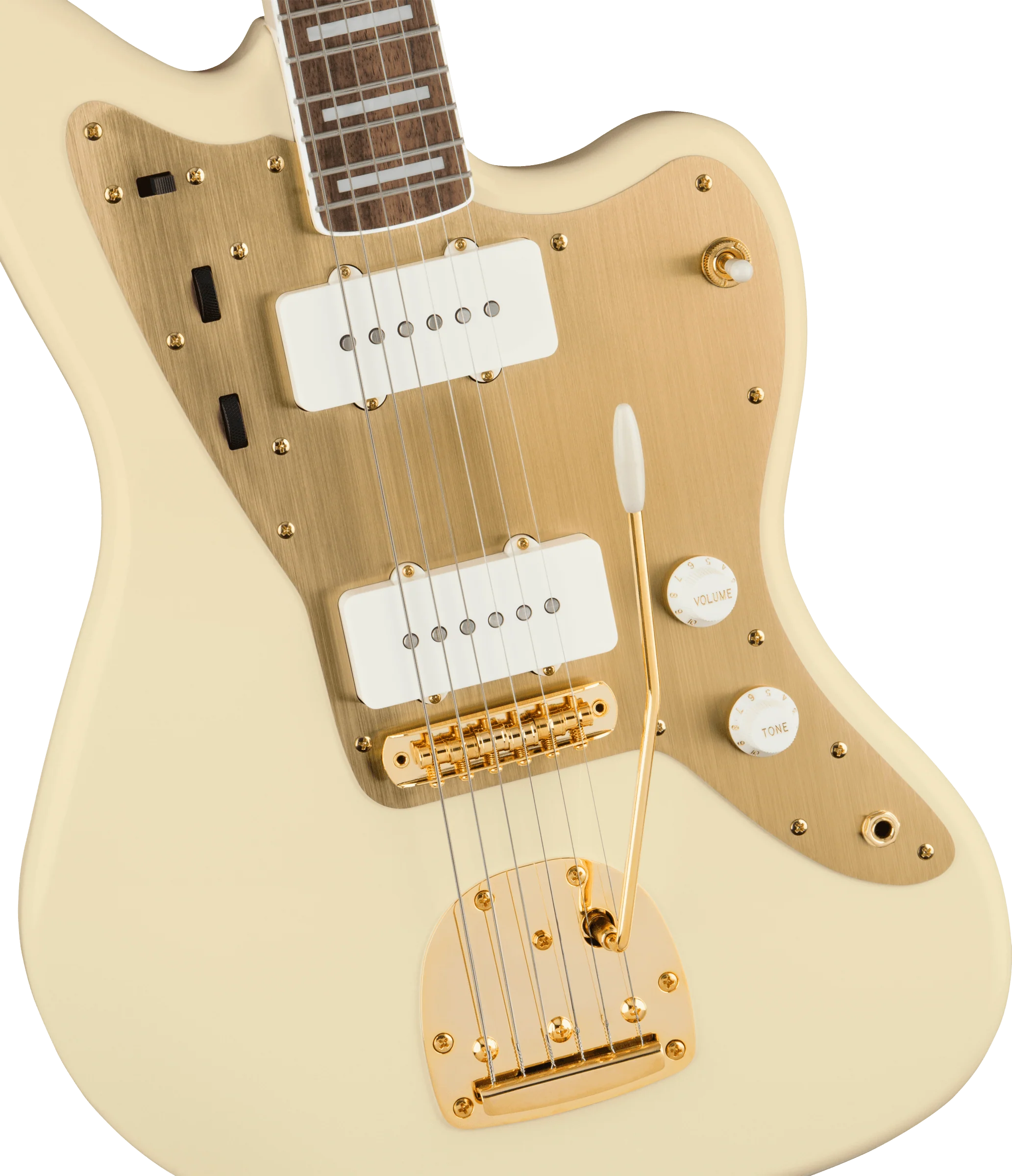 Squier 40th Anniversary Jazzmaster Gold Edition Olympic White Electric Guitar - Image 3