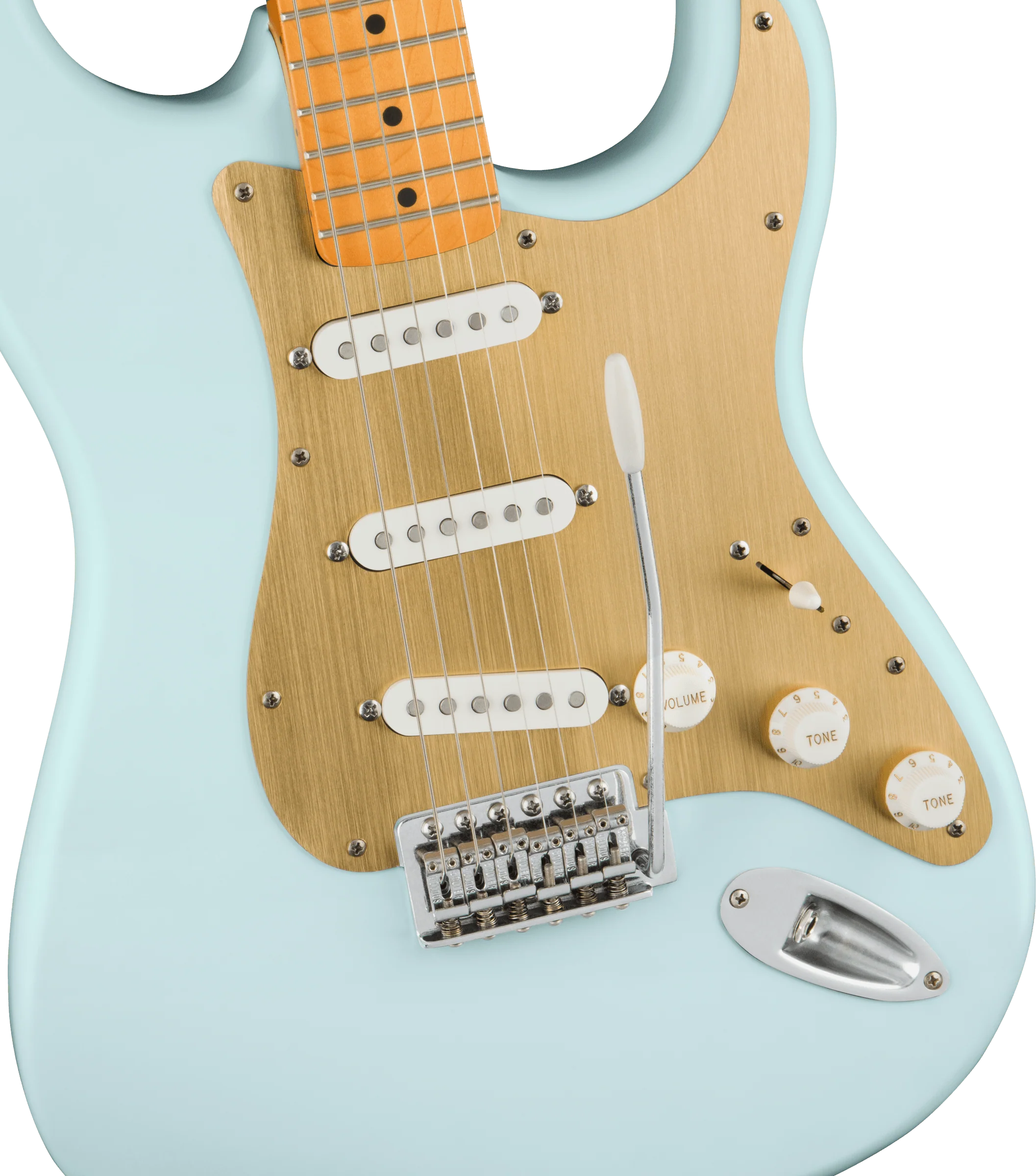 Squier 40th Anniversary Stratocaster Vintage Edition Satin Sonic Blue Electric Guitar - Image 3