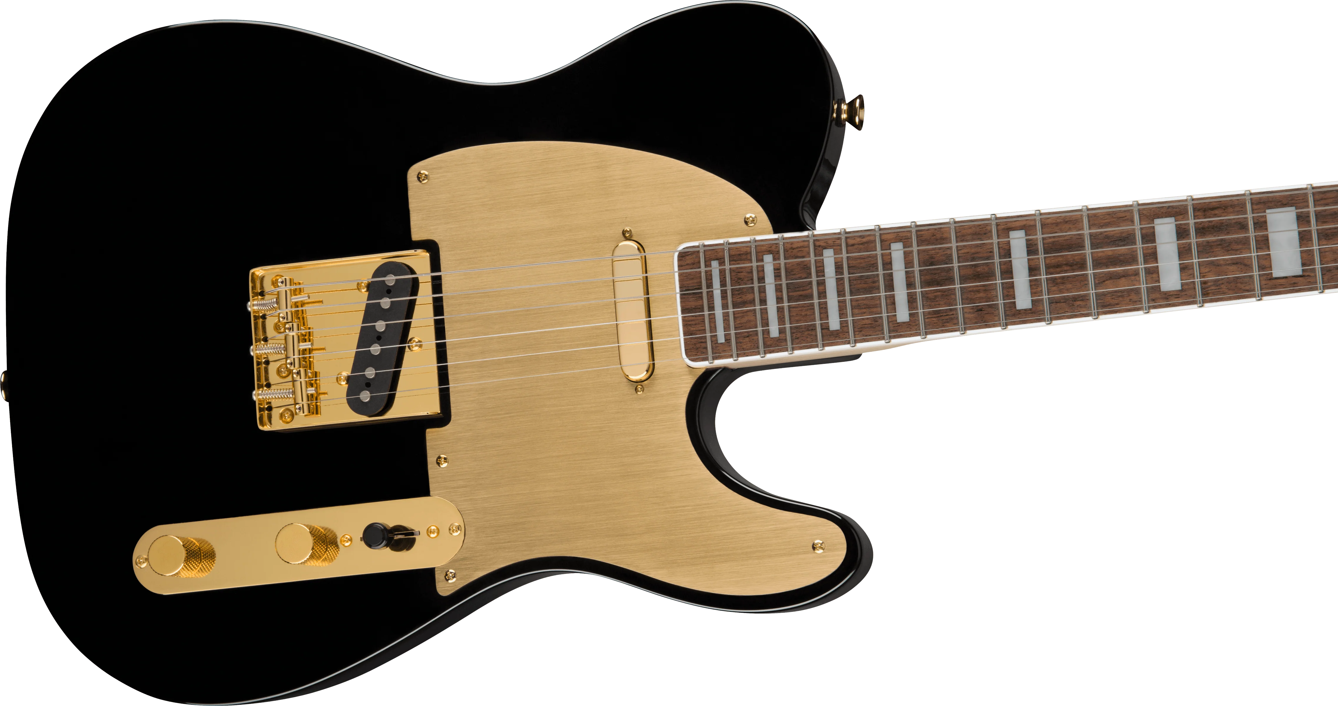 Squier 40th Anniversary Telecaster Gold Edition Black Electric Guitar - Image 4