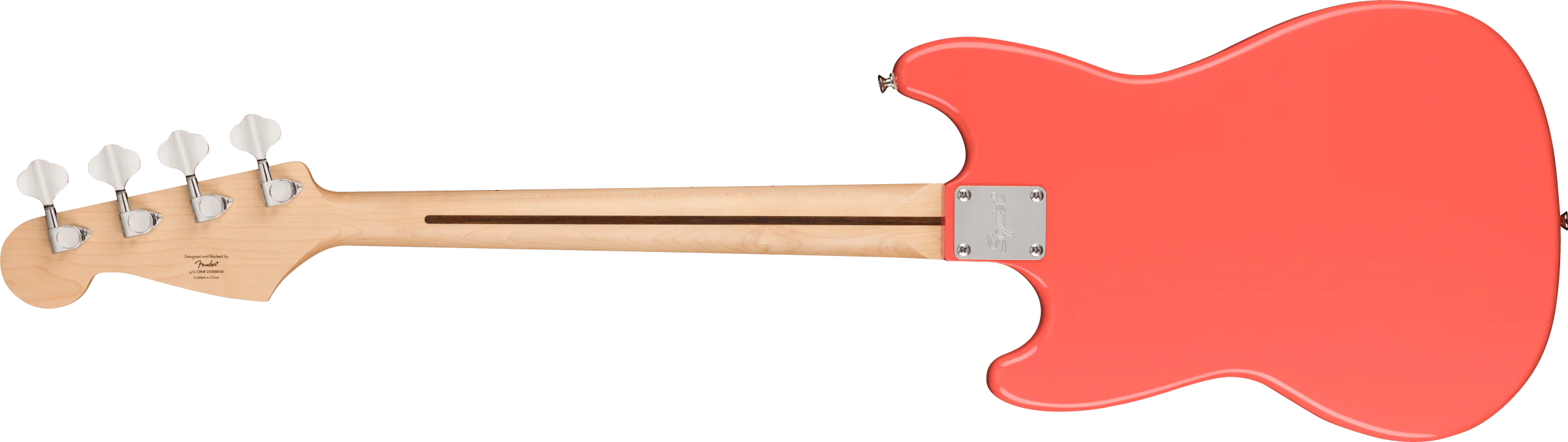Squier Sonic Bronco Bass Maple Fingerboard White Pickguard Tahitian Coral - Image 5