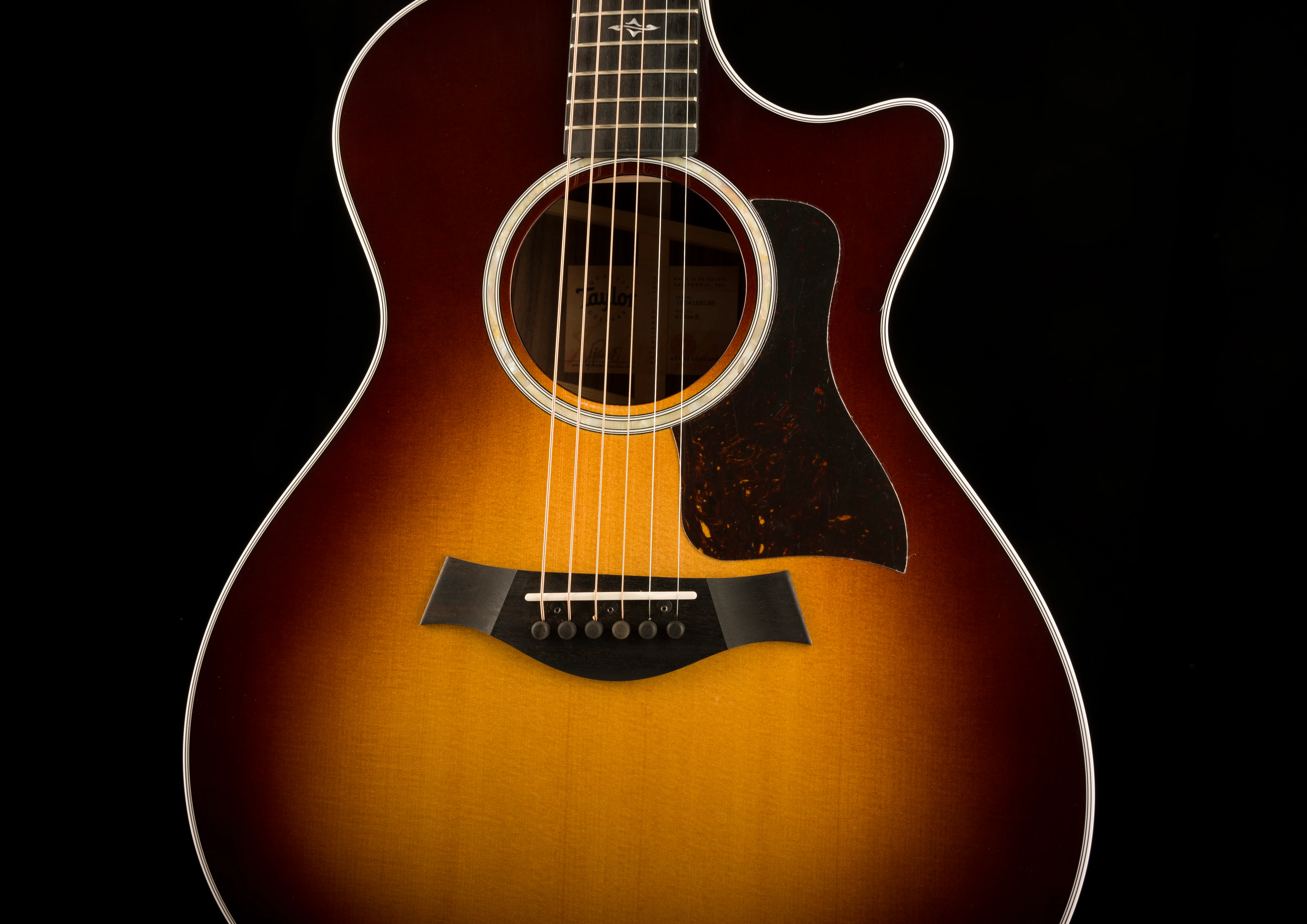 Taylor 412ce-R Grand Concert Indian Rosewood Tobacco Sunburst Acoustic Electric Guitar with Case - 1204123126 Demo - Image 7