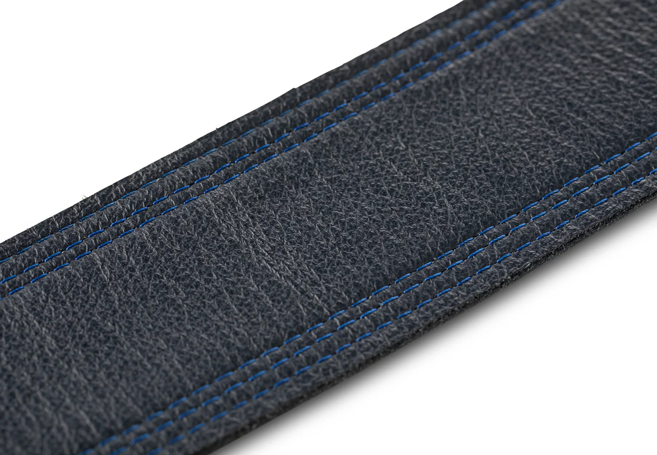 Taylor Blue Denim Strap Navy Leather Edges 2.5" Embossed Logo - Image 6