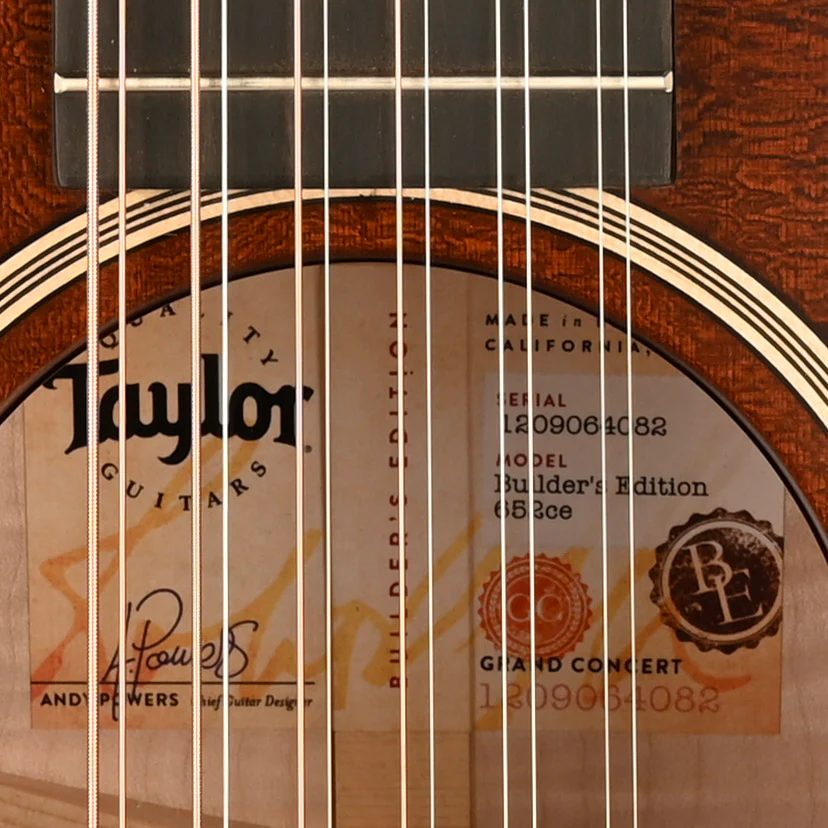 Taylor Builder's Edition 652ce 12 String Wild Honey Burst Acoustic Electric Guitar With Case - Image 8