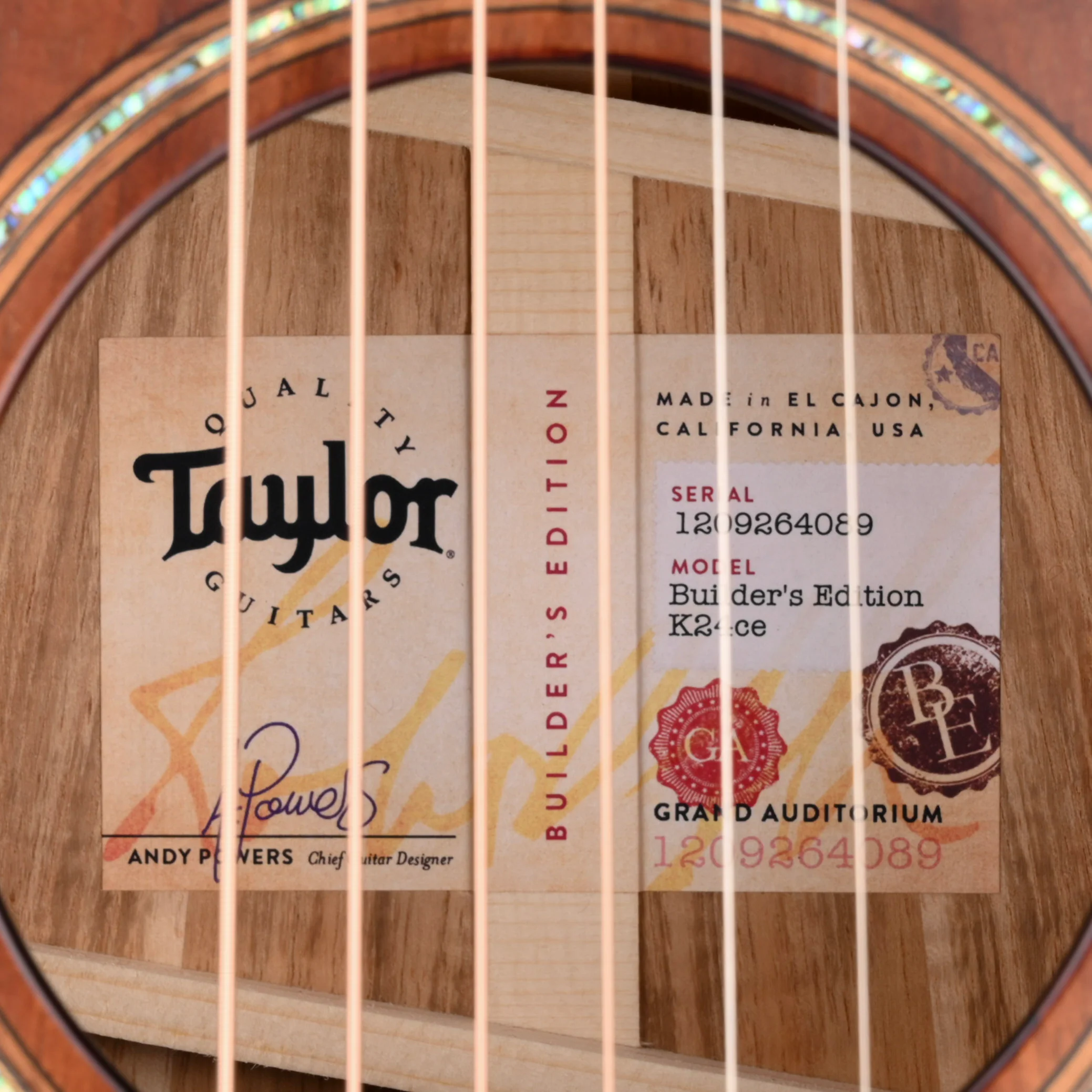 Taylor Builder's Edition K24ce Koa Grand Auditorium Kona Burst Acoustic Electric Guitar - Image 9