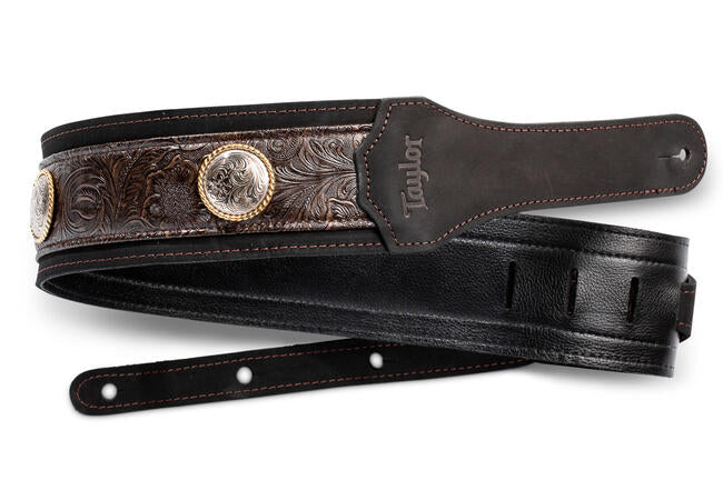 Taylor Grand Pacific Strap Black Leather/Nickel Concho 3"