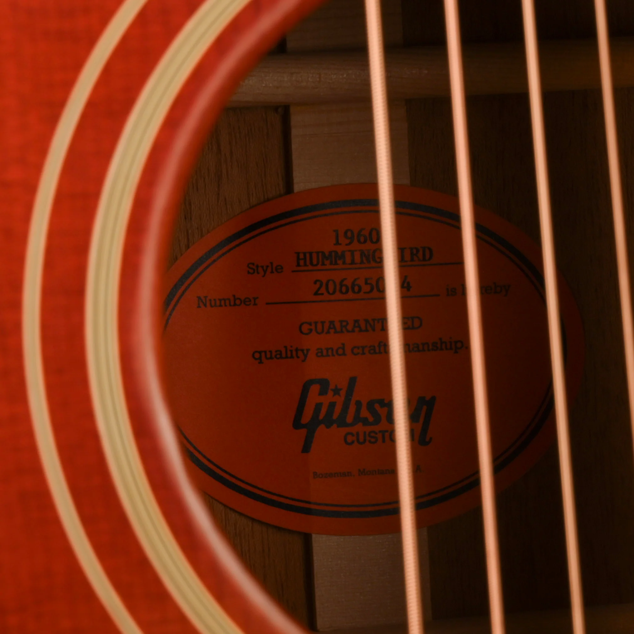 Used 2025 Gibson Custom Shop 1960 Hummingbird Fixed Bridge Heritage Cherry Sunburst Acoustic Guitar With OHSC - Image 5